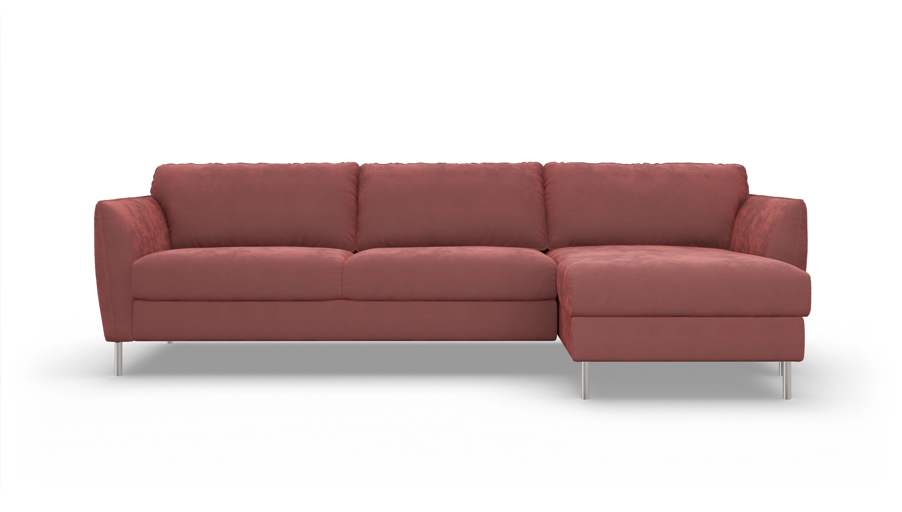 Ansicht des Produktes Eriksen Sofa mit Rec rechts in Samt rot