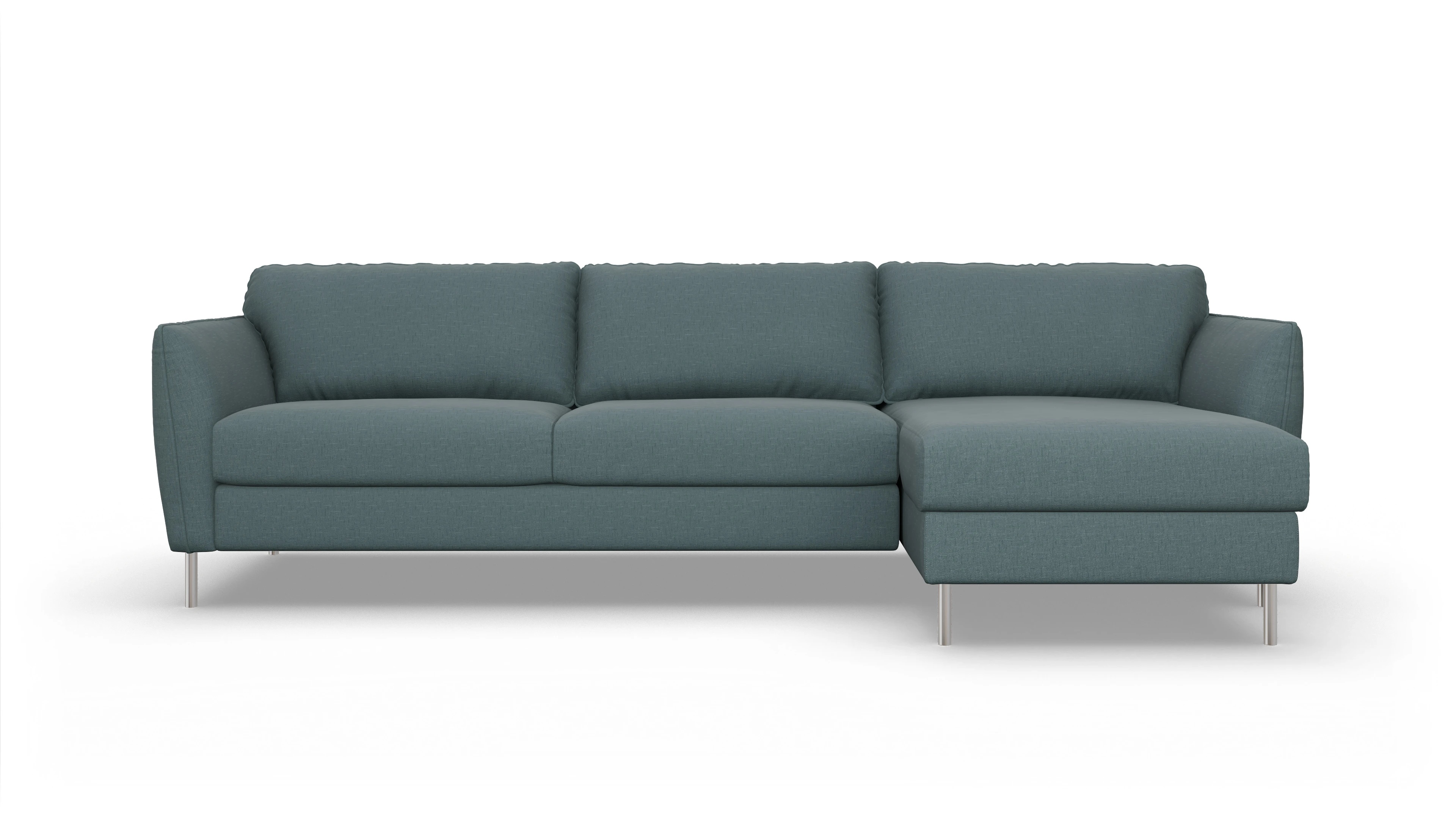 Ansicht des Produktes Eriksen Sofa mit Rec rechts in Stoff blau
