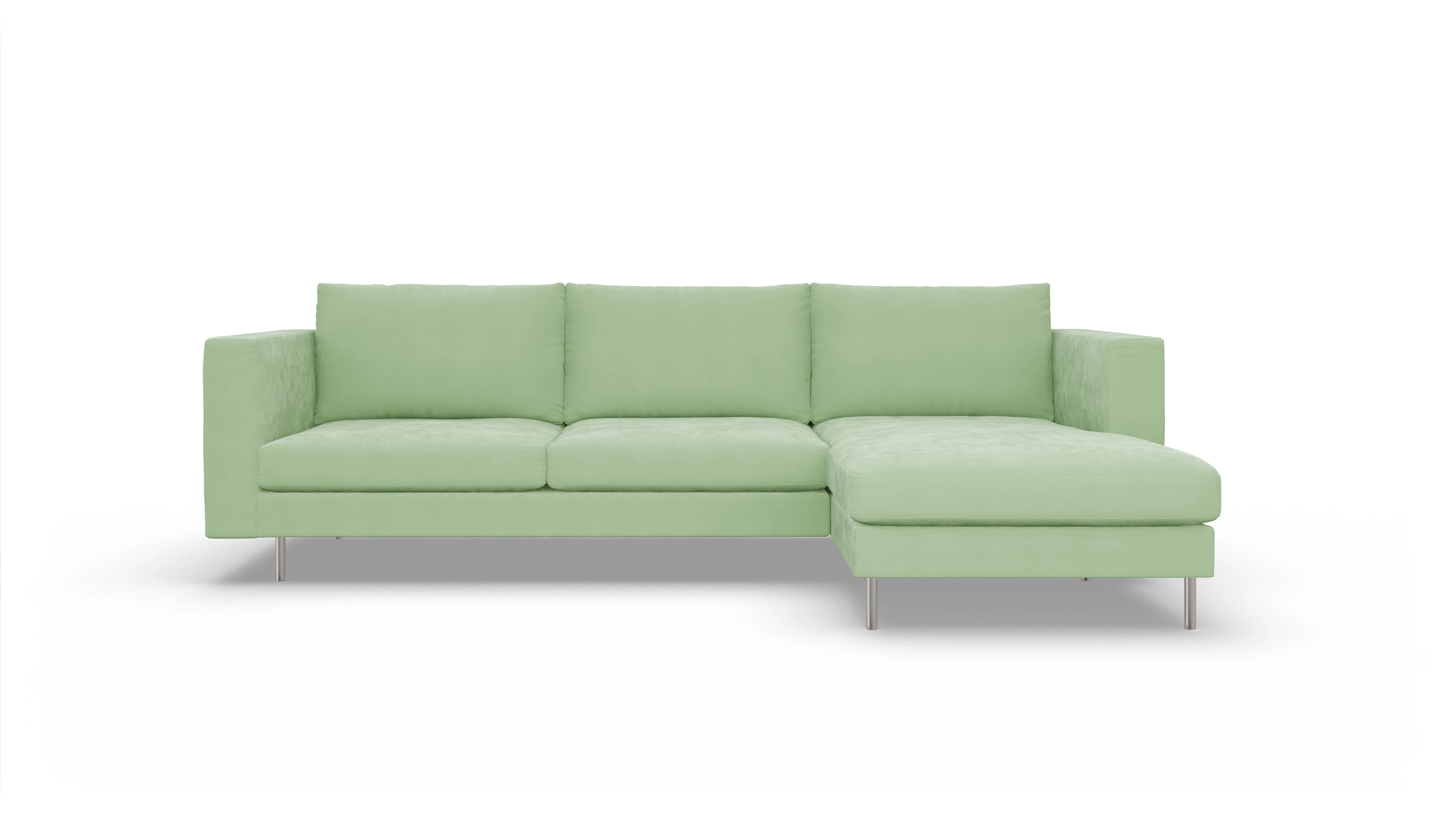 Ansicht des Produktes Silea Sofa mit Rec rechts in Samt grün