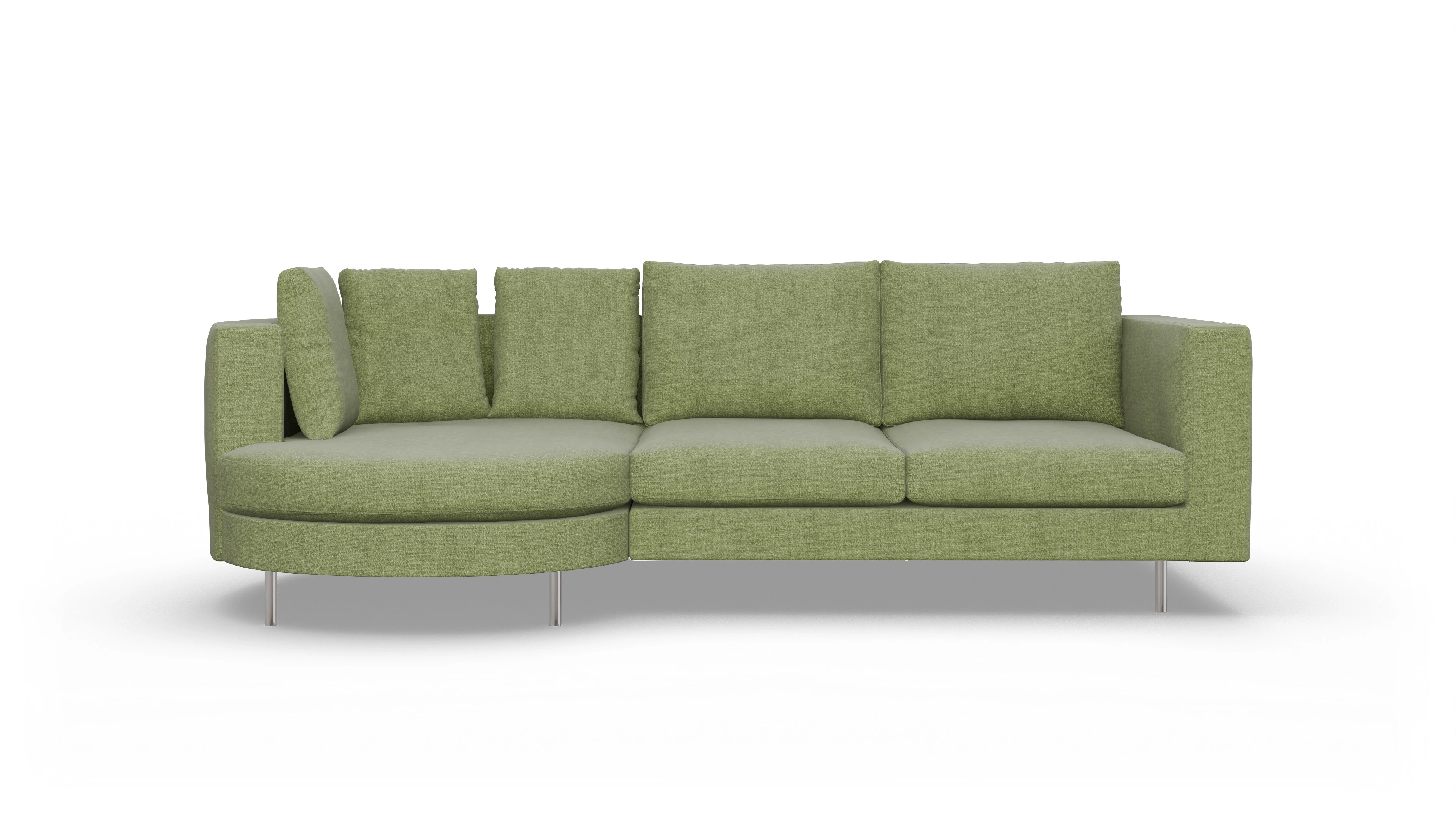 Ansicht des Produktes Silea Sofa mit Rec links in Stoff grün