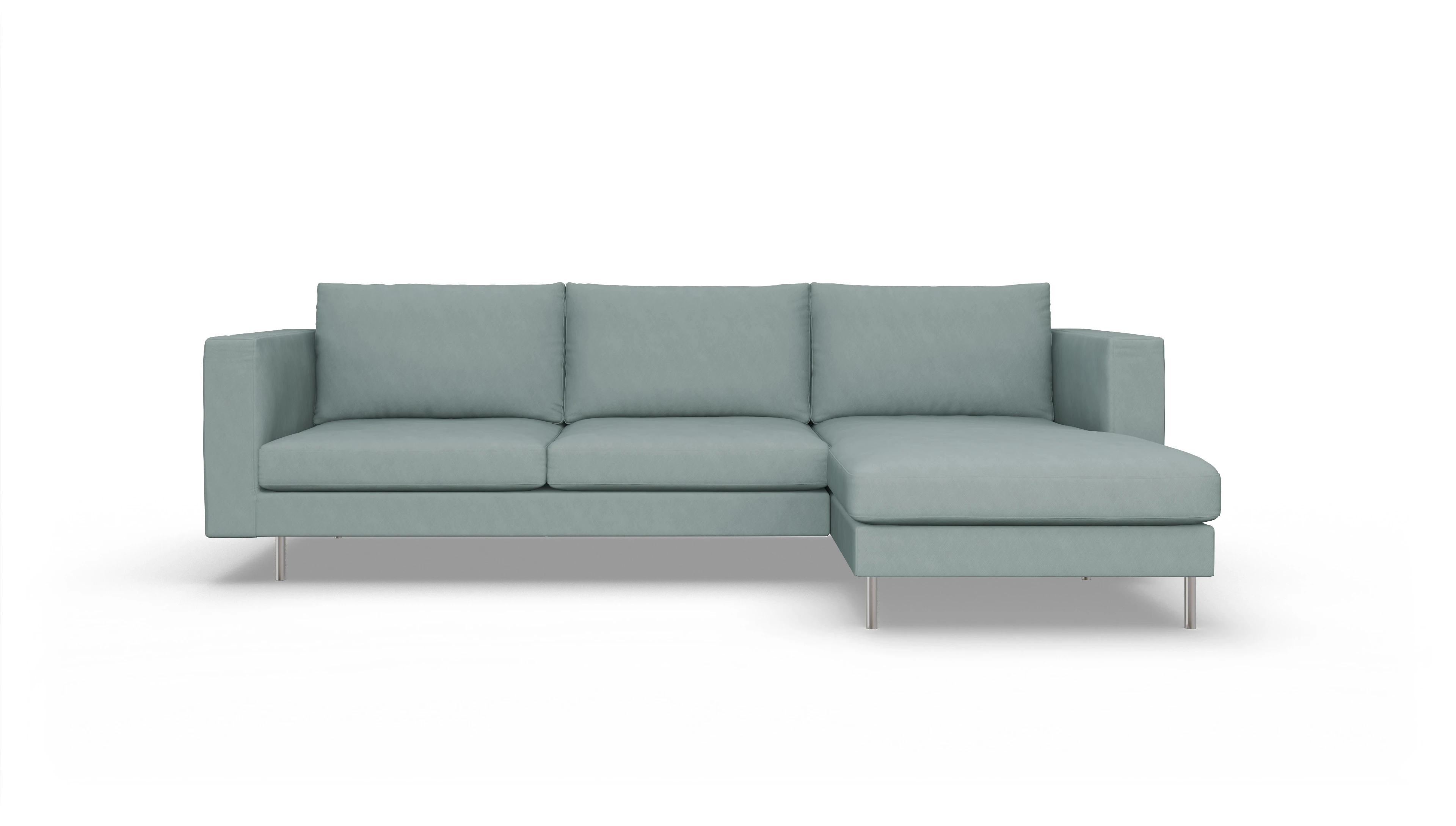 Ansicht des Produktes Silea Sofa mit Rec rechts in Stoff blau