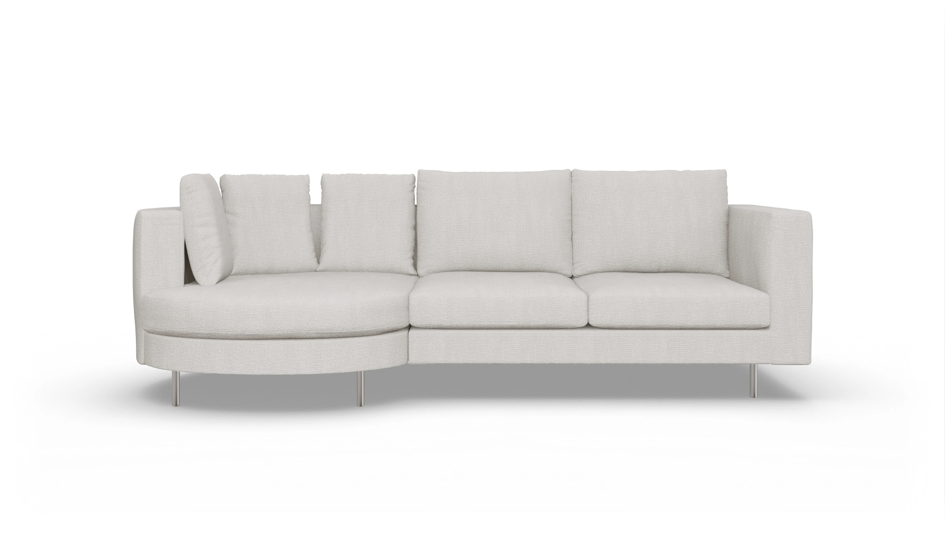 Design-Sofa Silea Ansicht des Produktes Silea Sofa mit Rec links in Stoff weiß