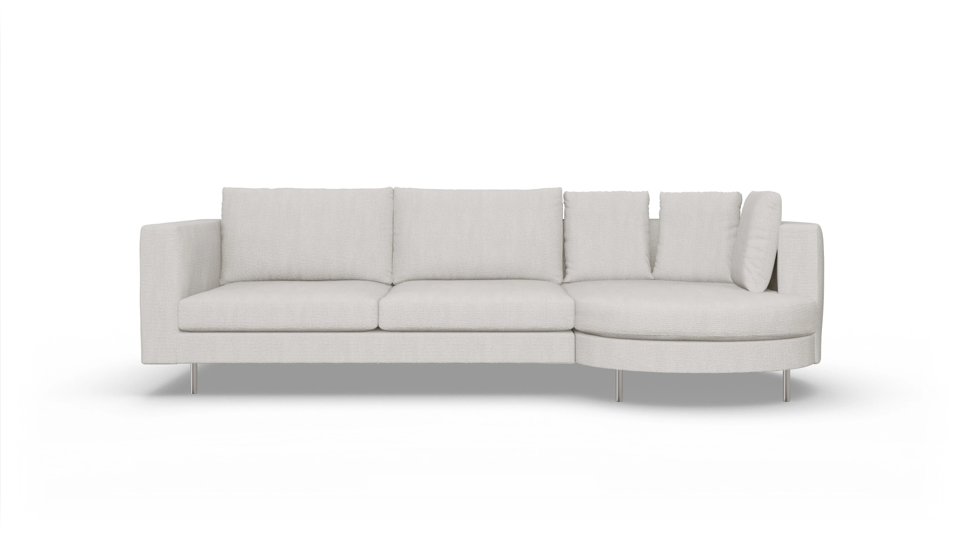 Design-Sofa Silea Ansicht des Produktes Silea Sofa mit Rec rechts in Stoff weiß