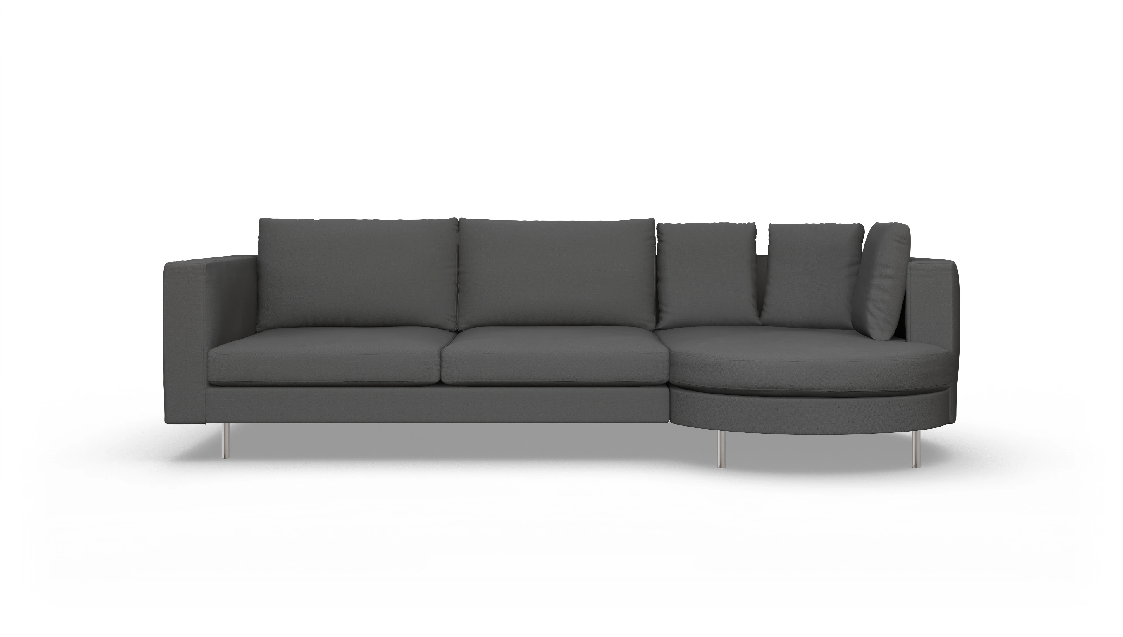 Ansicht des Produktes Silea Sofa mit Rec rechts in Stoff schwarz