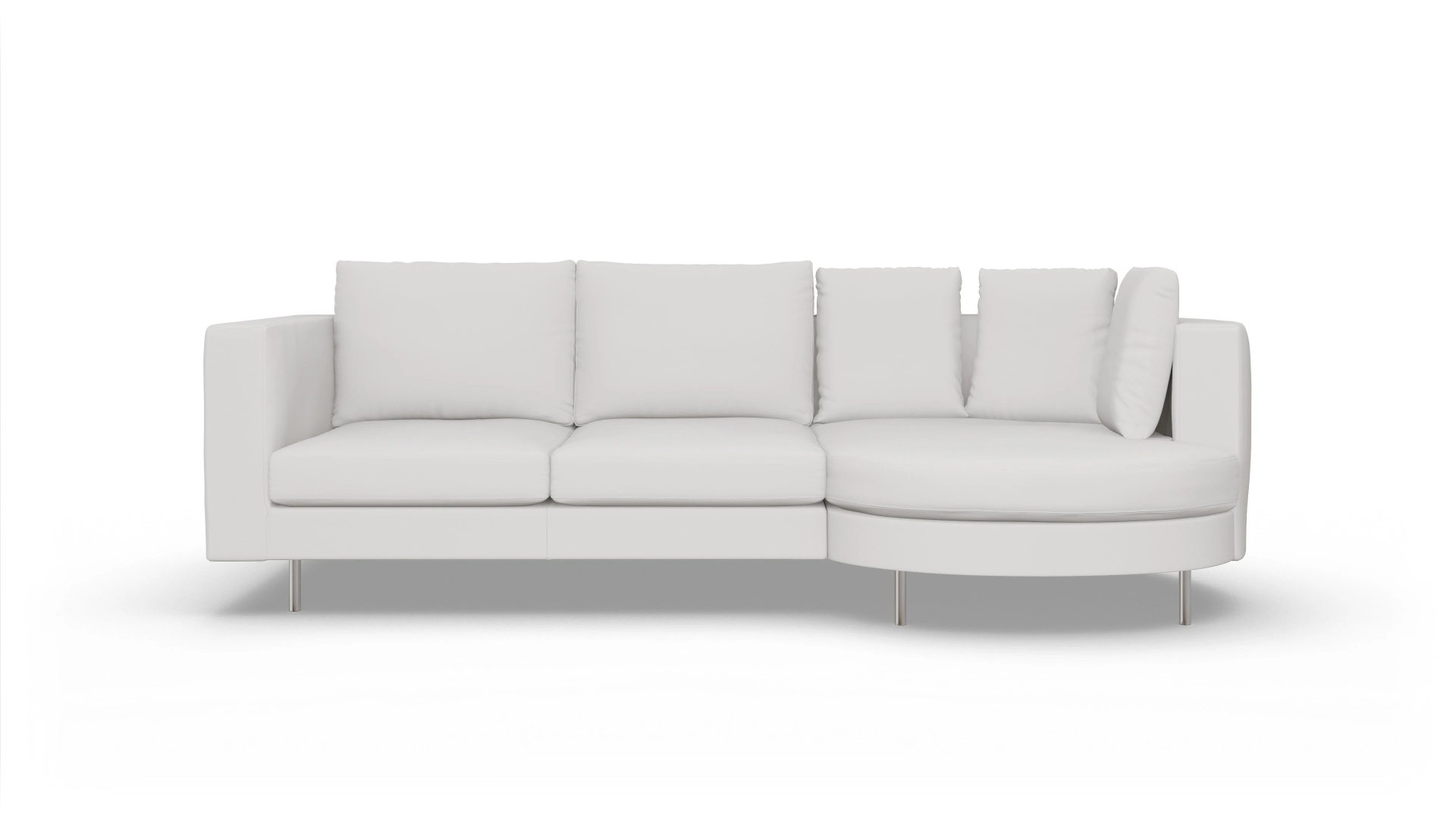 Design-Sofa Silea in Leder Ansicht des Produktes Silea Sofa mit Rec rechts in Leder weiß