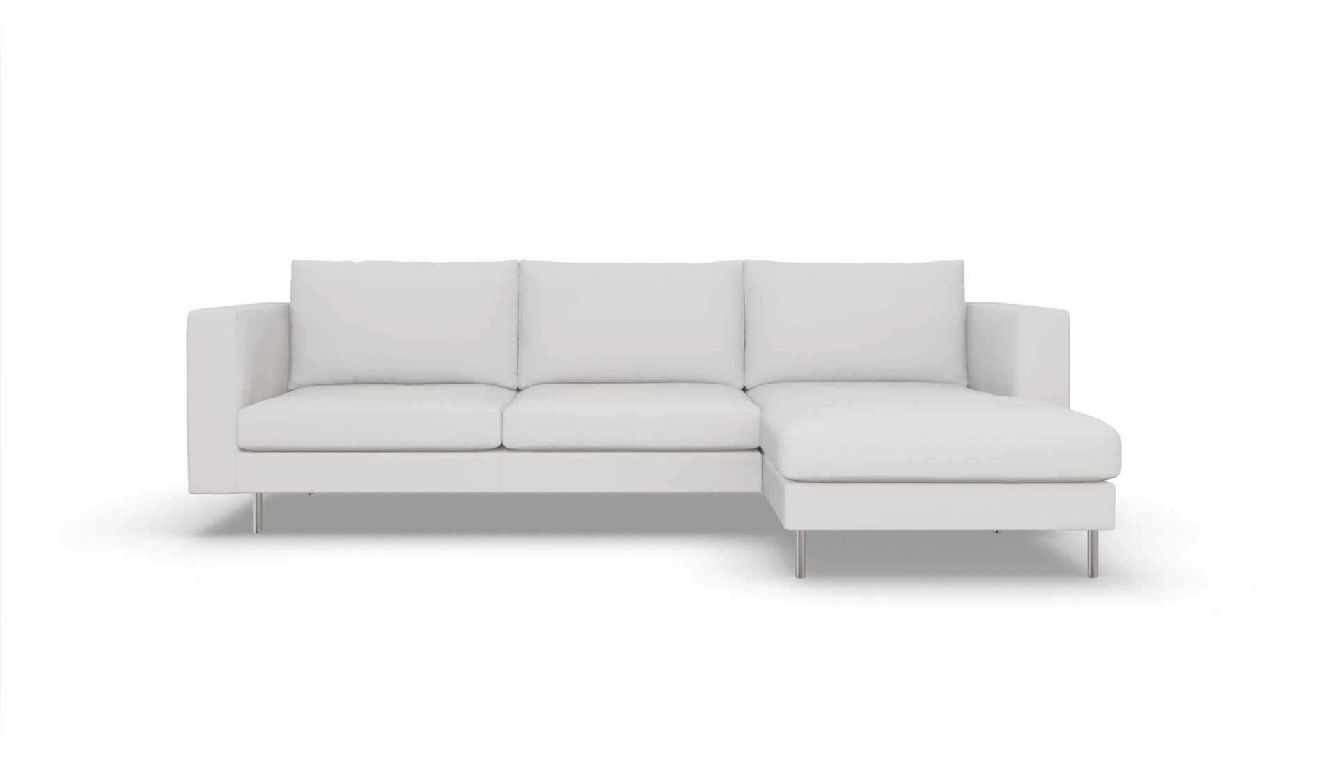 Design-Sofa Silea in Leder Ansicht des Produktes Silea Sofa mit Rec rechts in Leder weiß