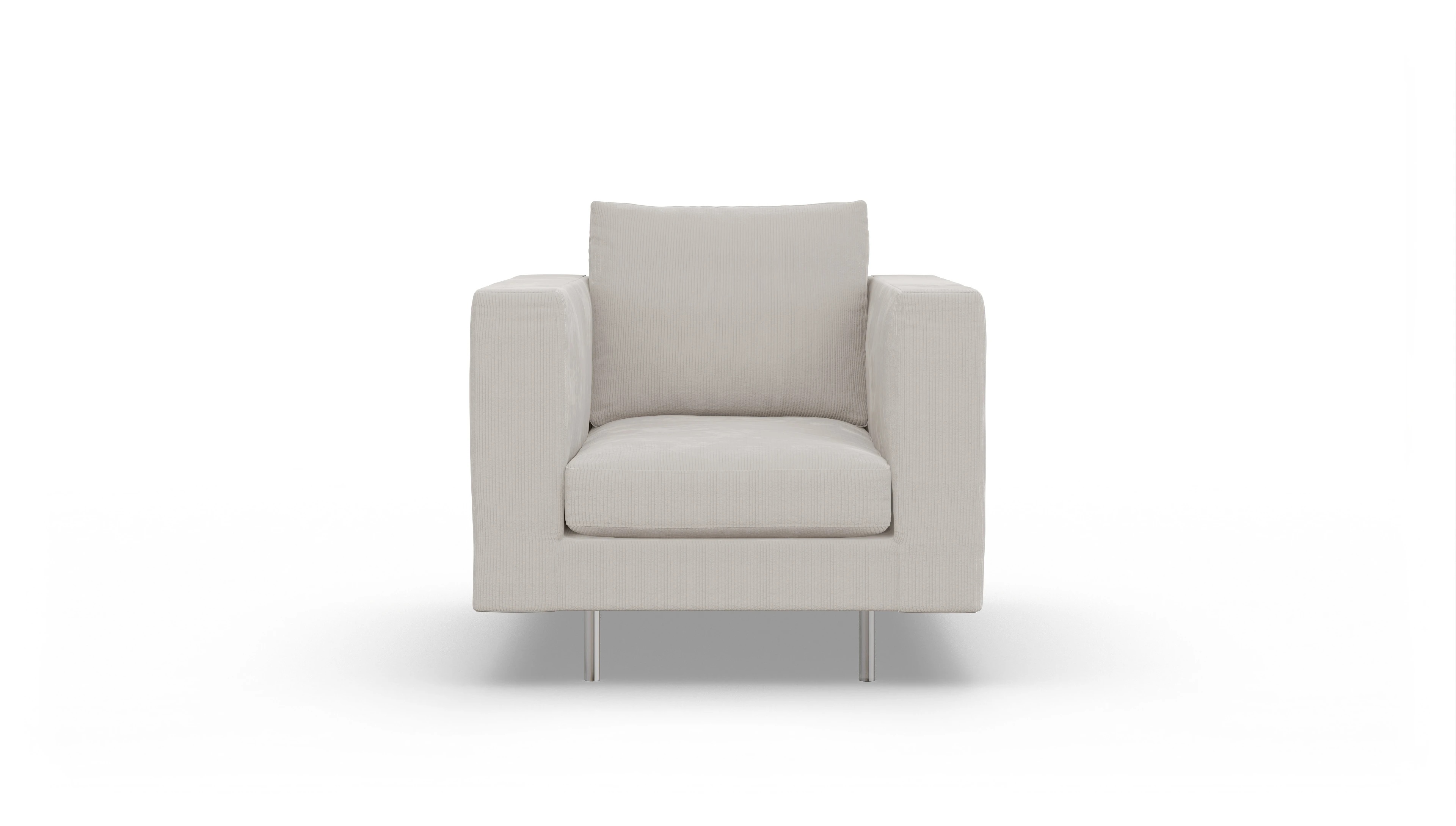 Design-Sessel Silea Ansicht des Produktes Silea Sessel in Cord weiß