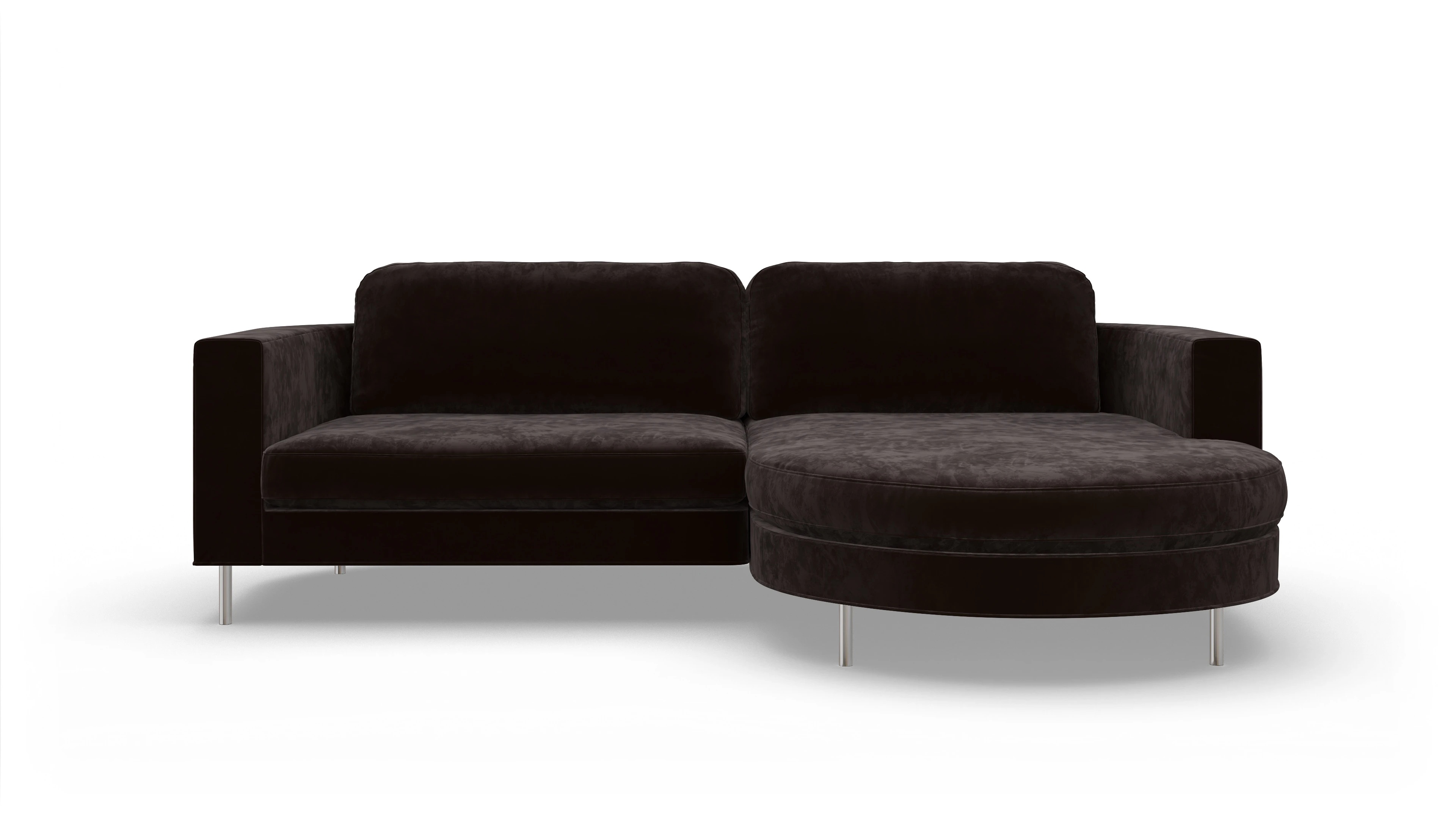 Ansicht des Produktes Girando Sofa mit Rec rechts in Samt braun