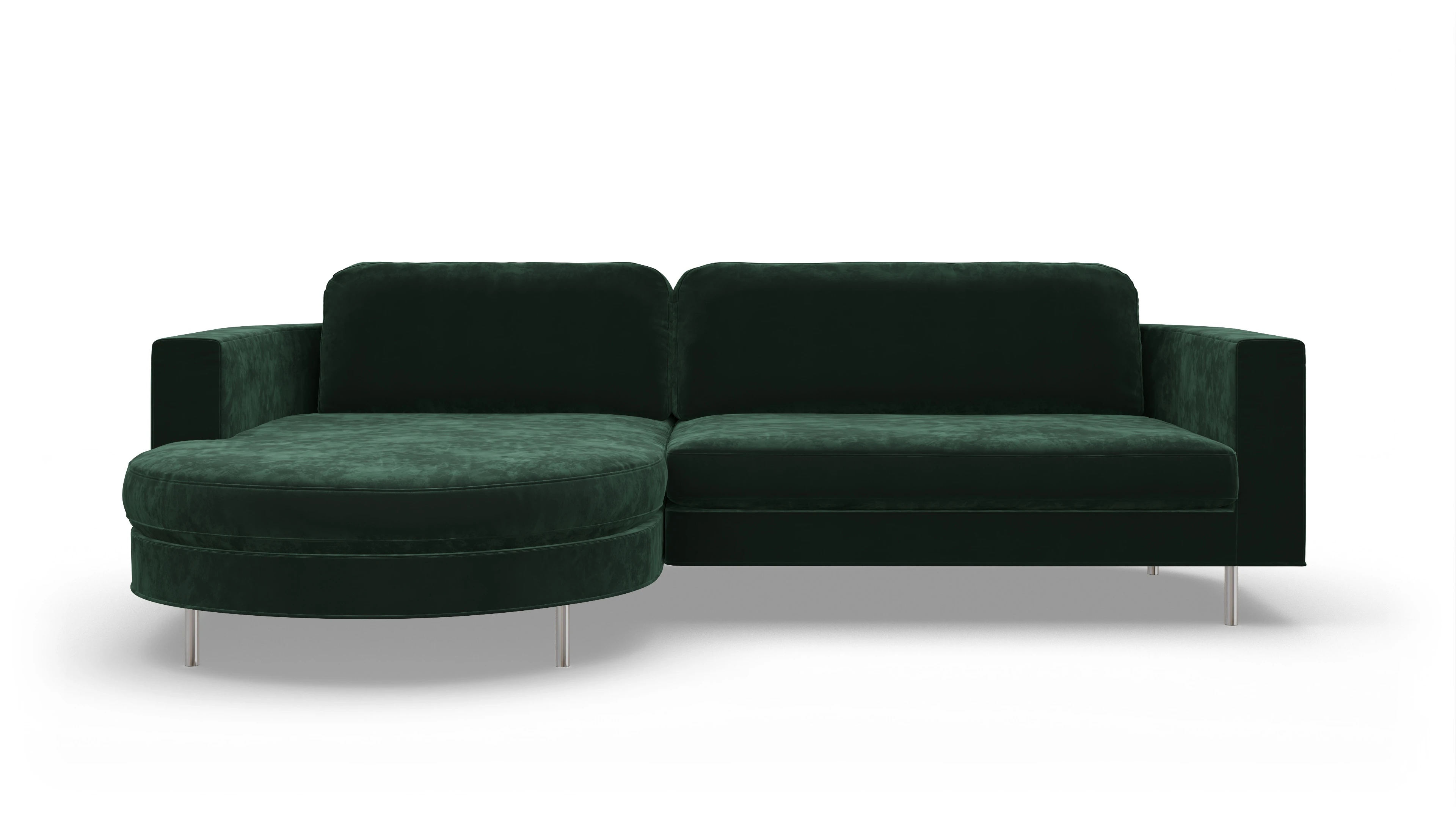 Ansicht des Produktes Girando Sofa mit Rec links in Samt grün