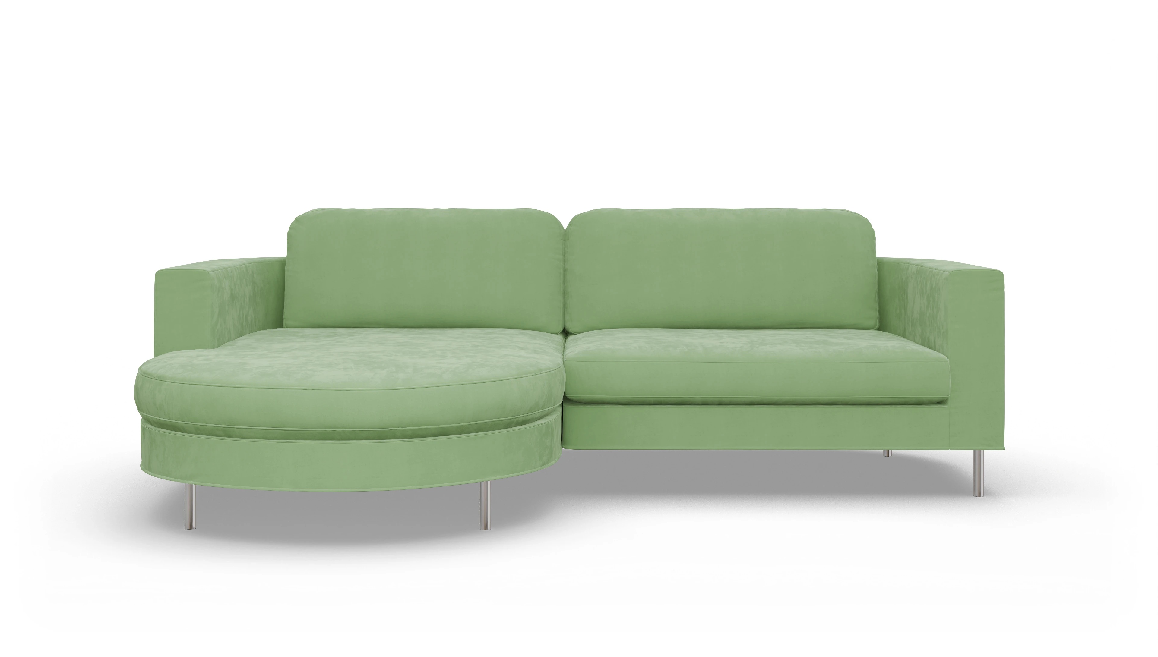 Ansicht des Produktes Girando Sofa mit Rec links in Samt grün