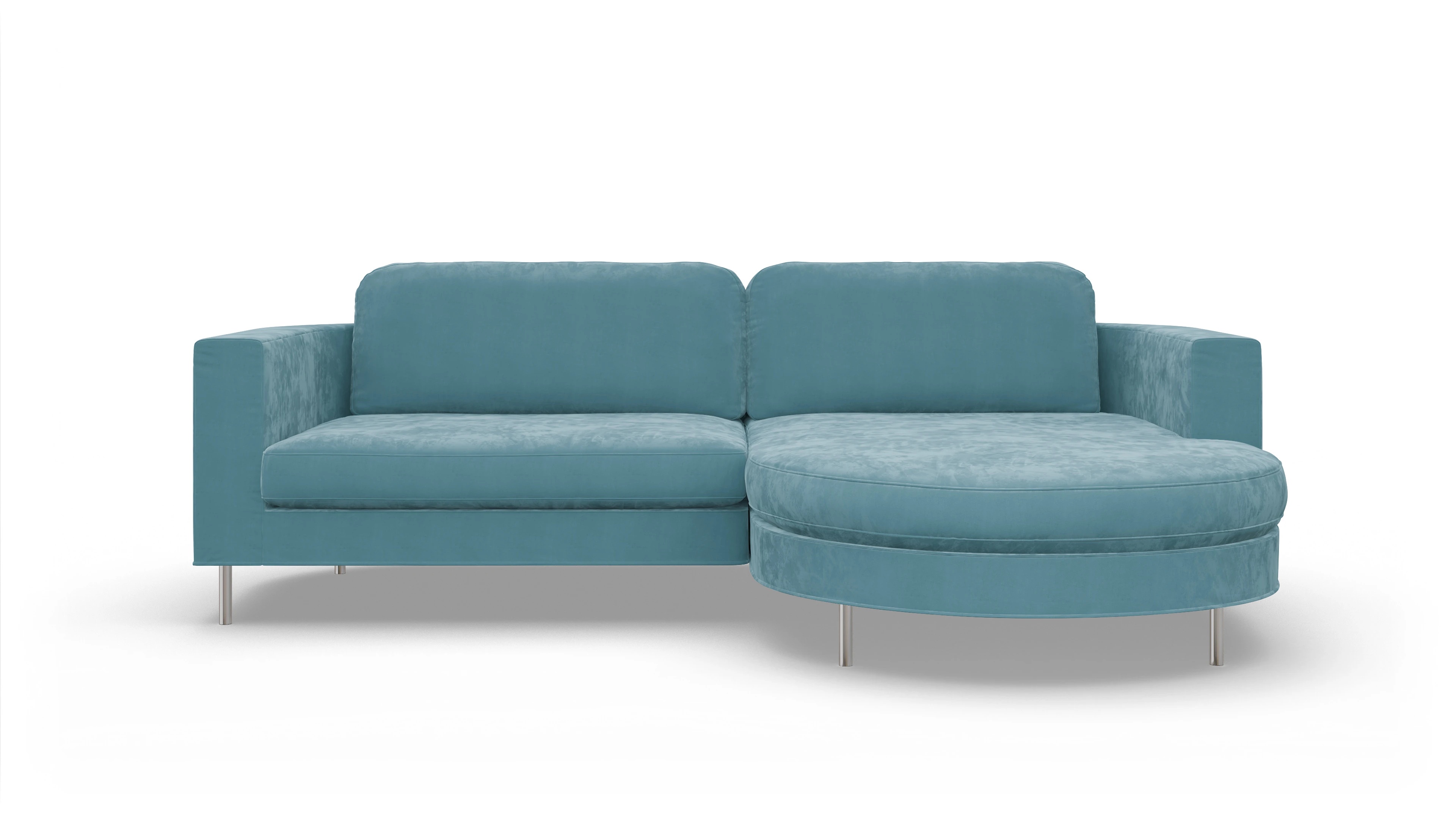 Ansicht des Produktes Girando Sofa mit Rec rechts in Samt blau