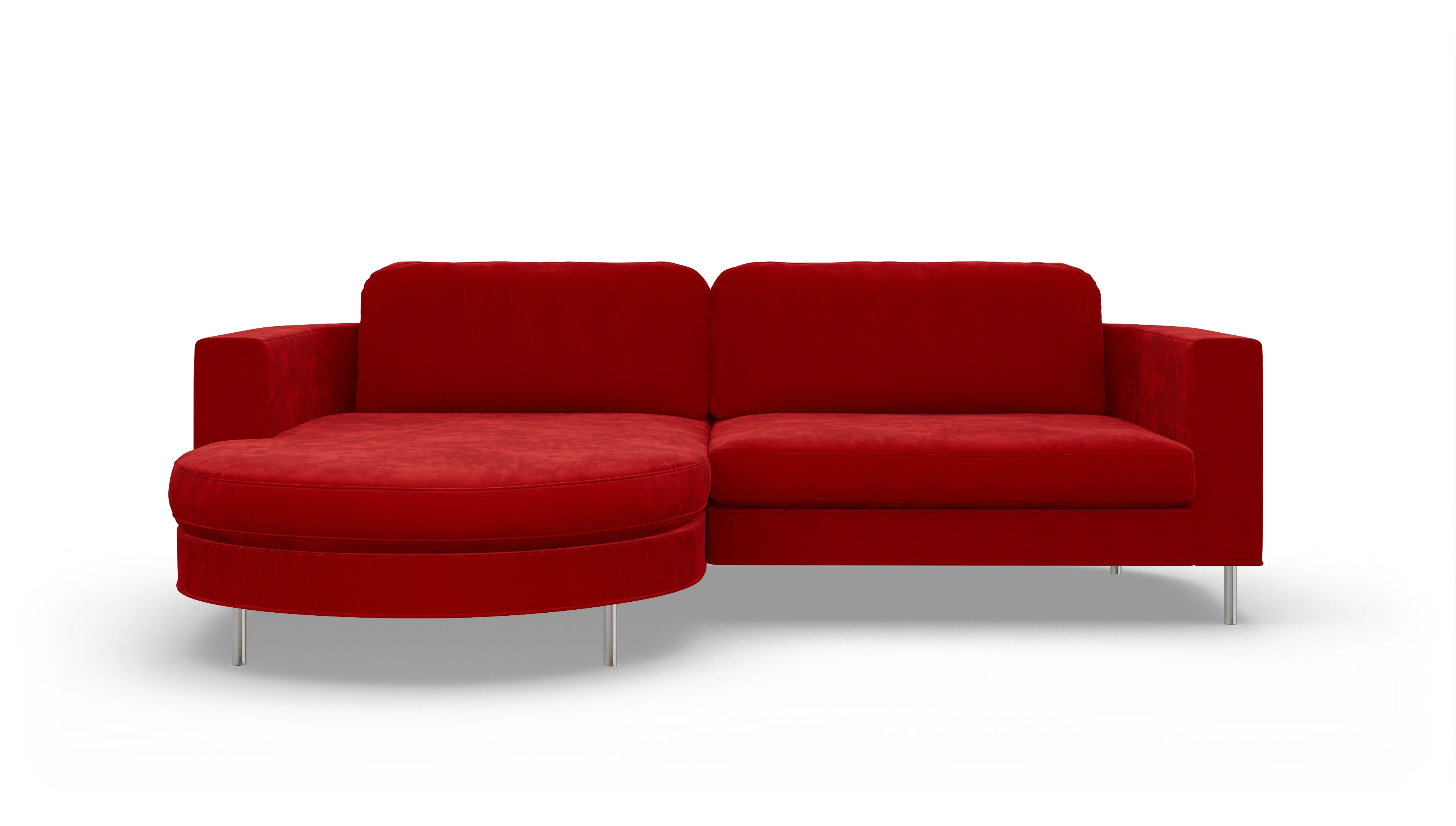Ansicht des Produktes Girando Sofa mit Rec links in Samt rot