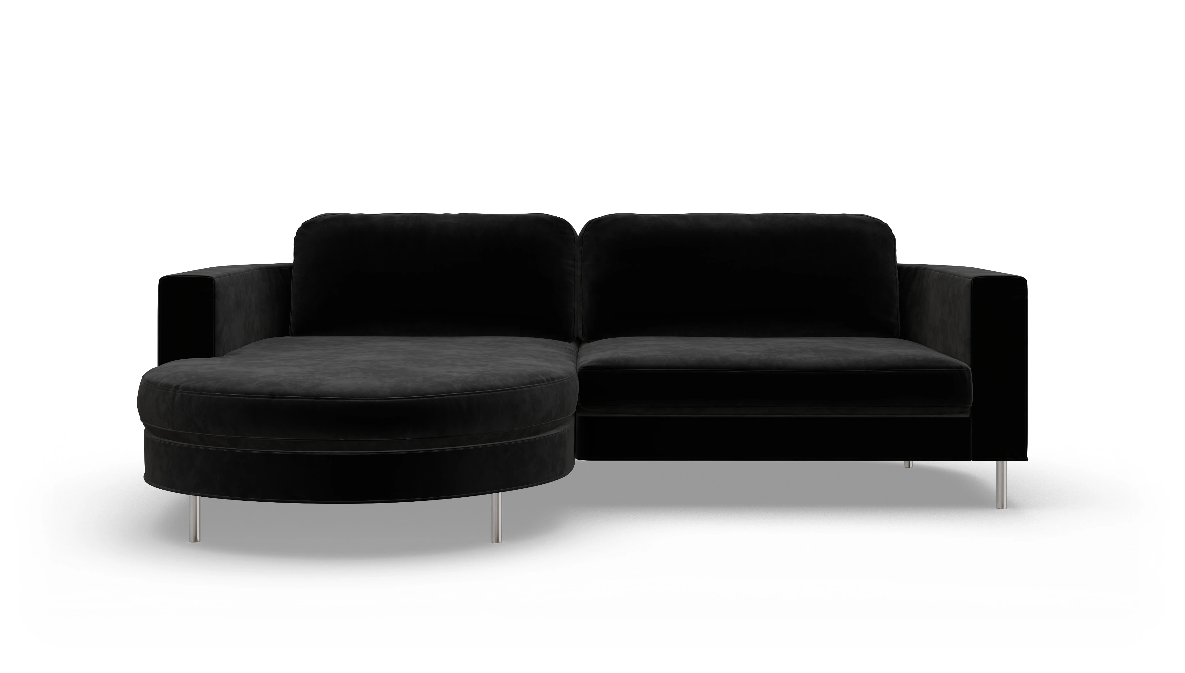Ansicht des Produktes Girando Sofa mit Rec links in Samt schwarz