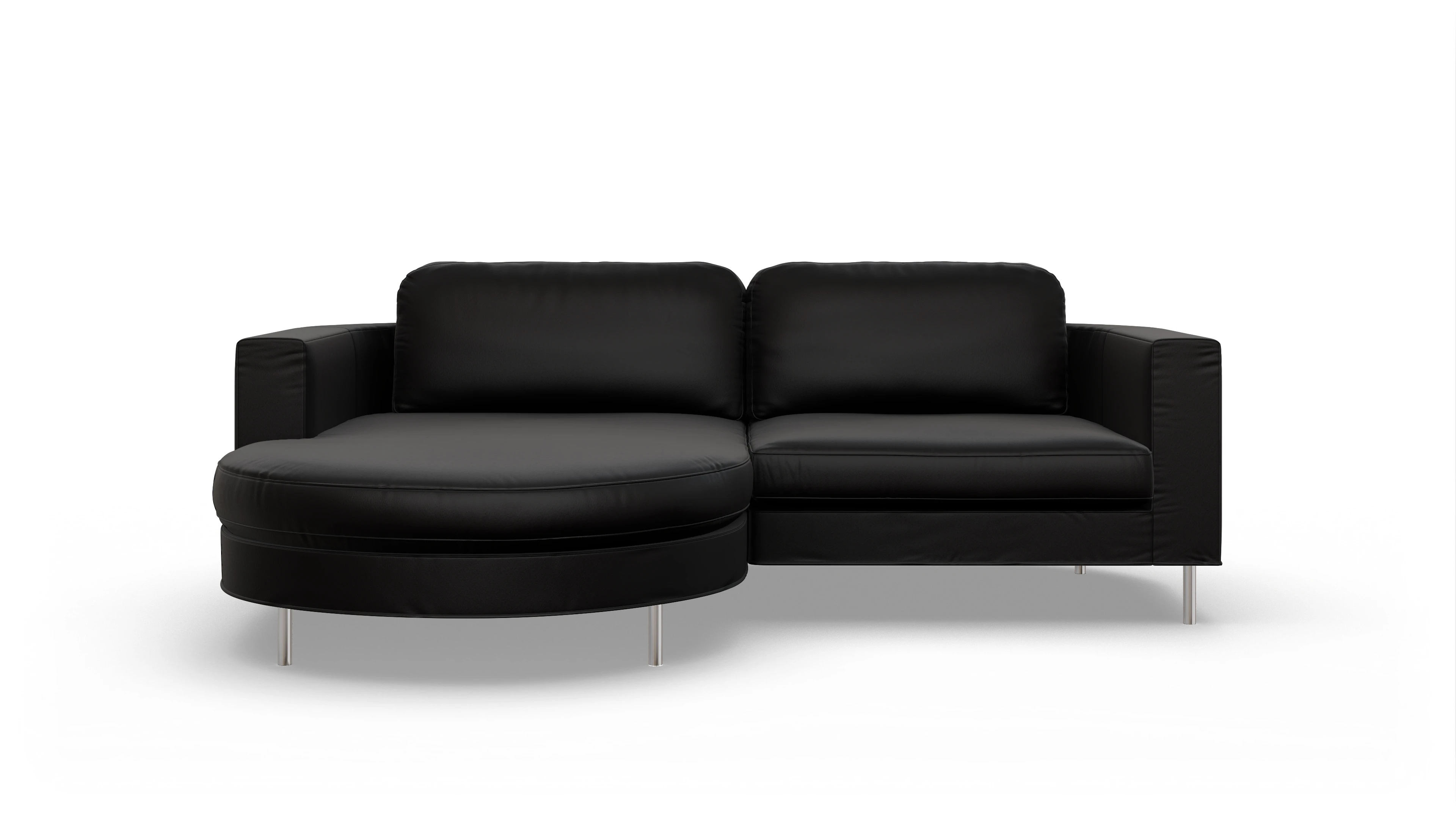 Ansicht des Produktes Girando Sofa mit Rec links in Leder schwarz