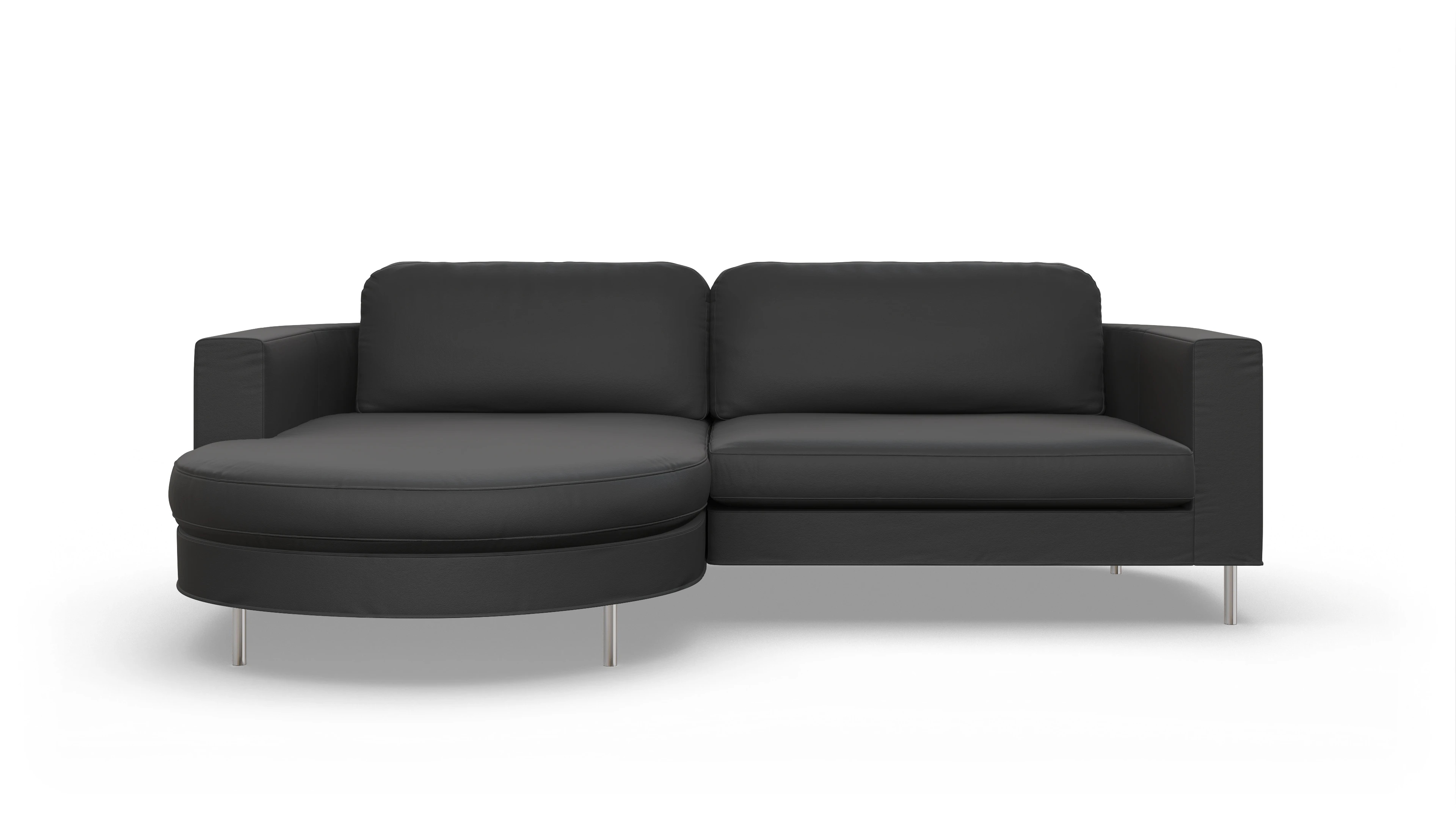 Ansicht des Produktes Girando Sofa mit Rec links in Leder schwarz