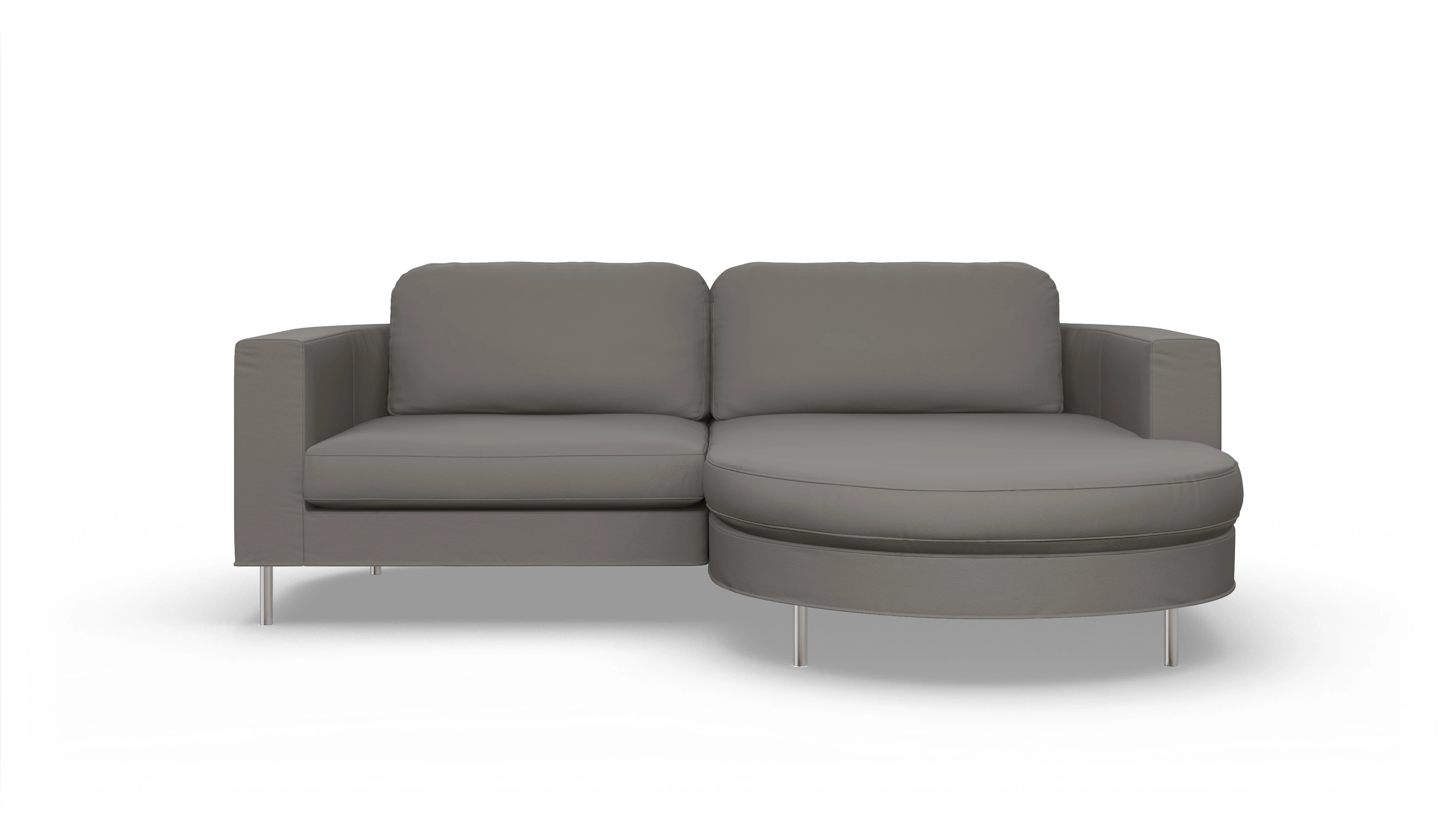 Ansicht des Produktes Girando Sofa mit Rec rechts in Leder grau