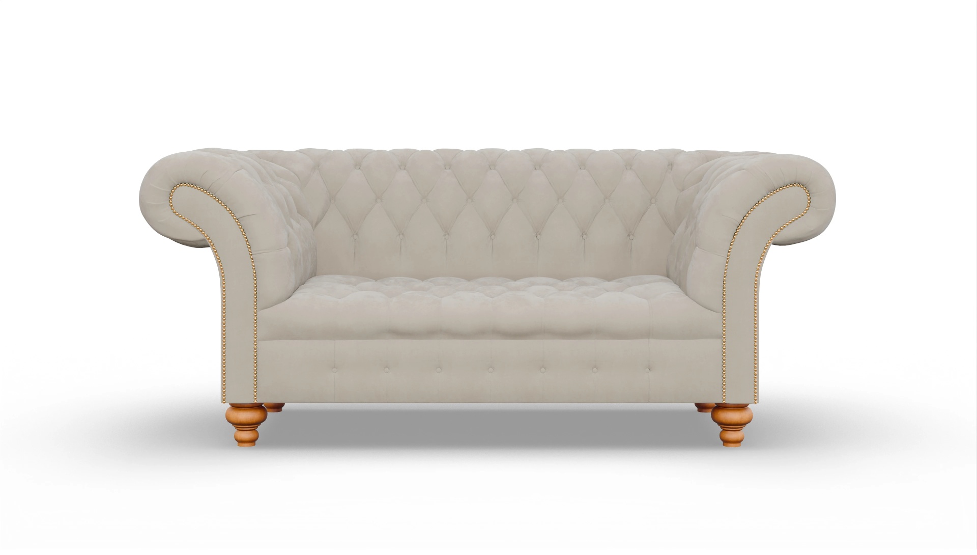Kolonialstil-Sofa Mayfair in Samt Ansicht des Produktes Mayfair 2-Sitzer in Samt beige