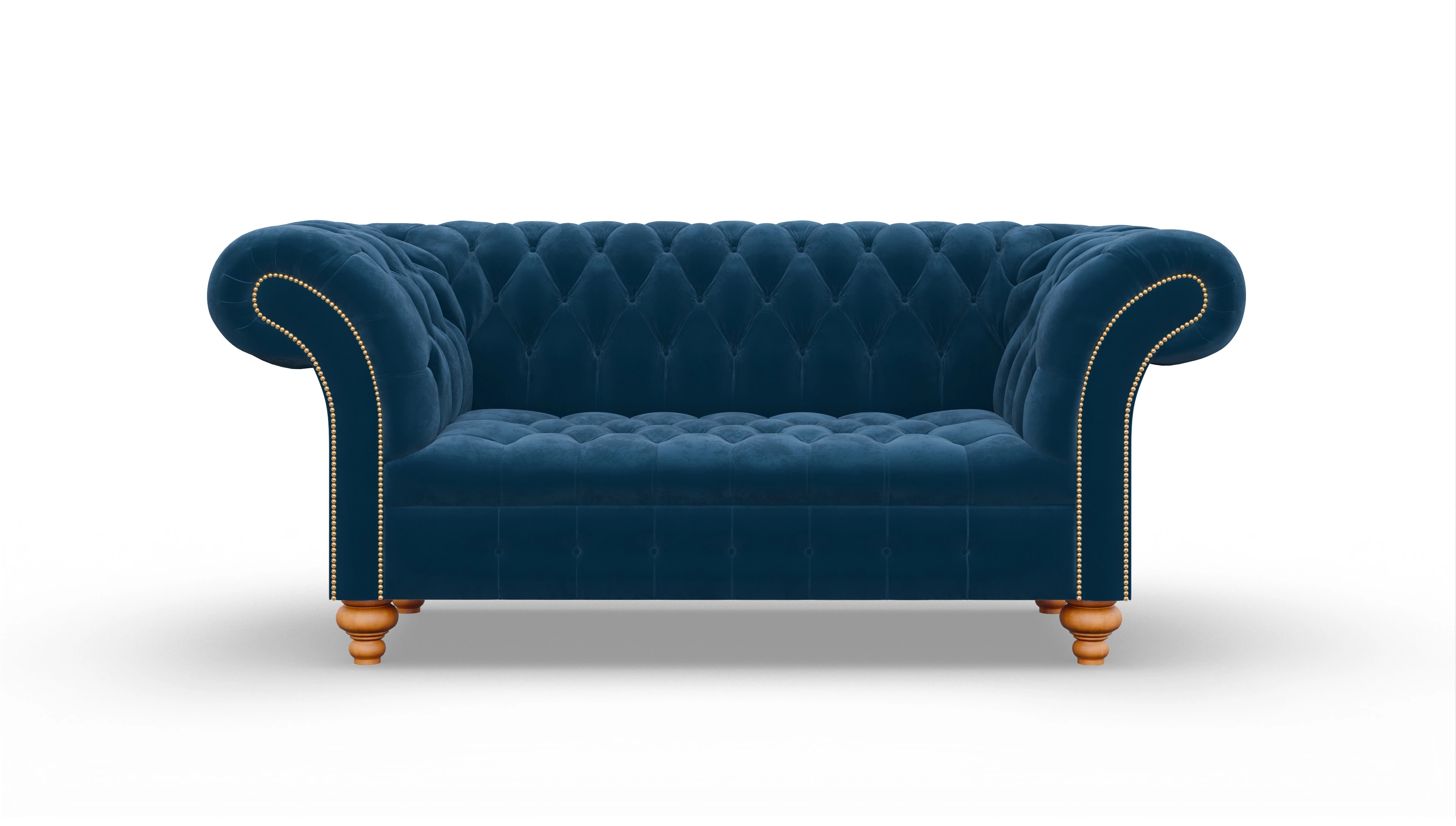 Kolonialstil-Sofa Mayfair in Samt Ansicht des Produktes Mayfair 2-Sitzer in Samt blau