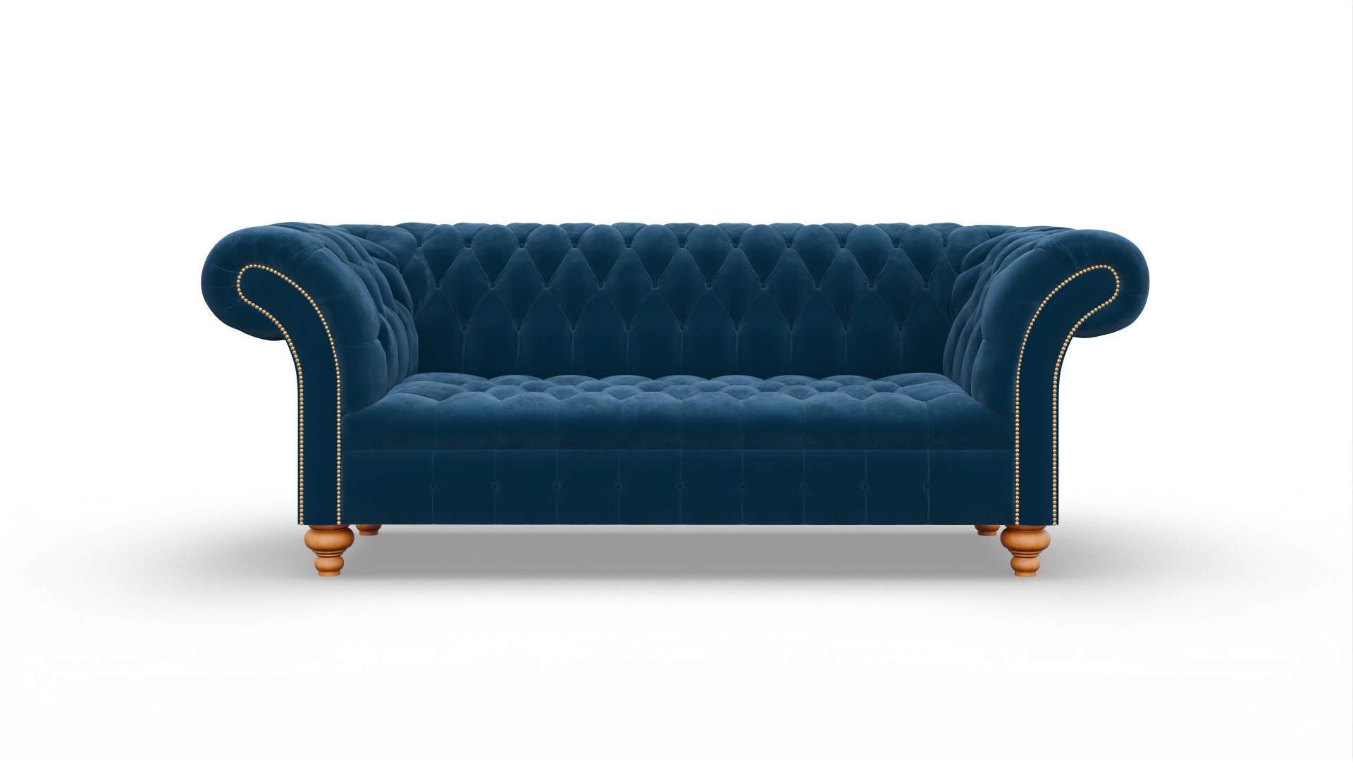 Kolonialstil-Sofa Mayfair in Samt Ansicht des Produktes Mayfair 3-Sitzer in Samt blau
