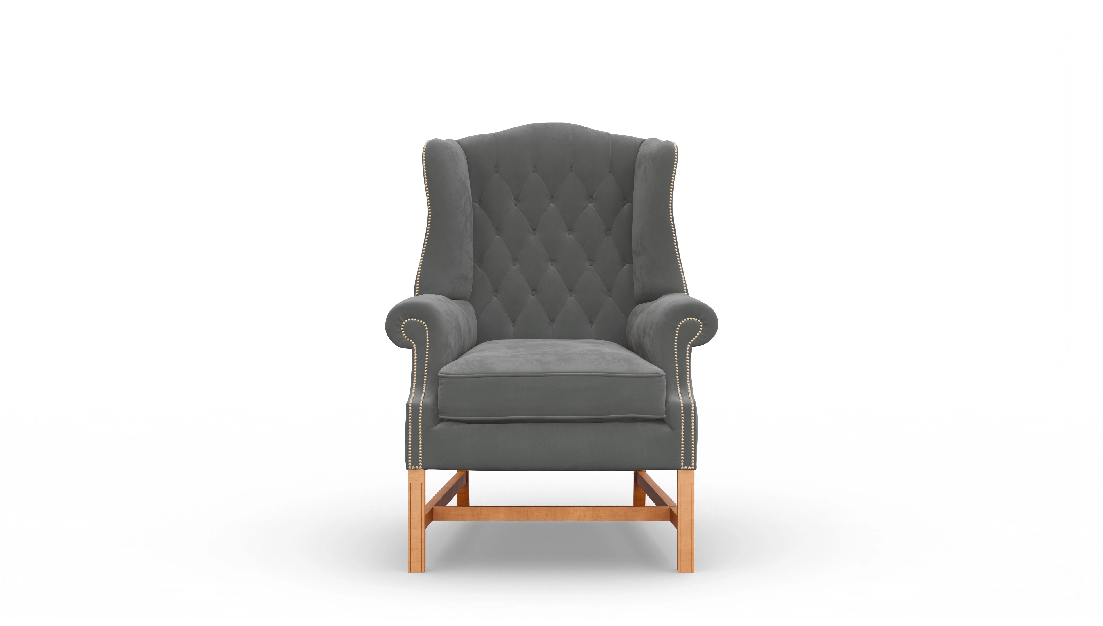 Ohrensessel Winston in Samt Ansicht des Produktes Winston Sessel in Samt grau