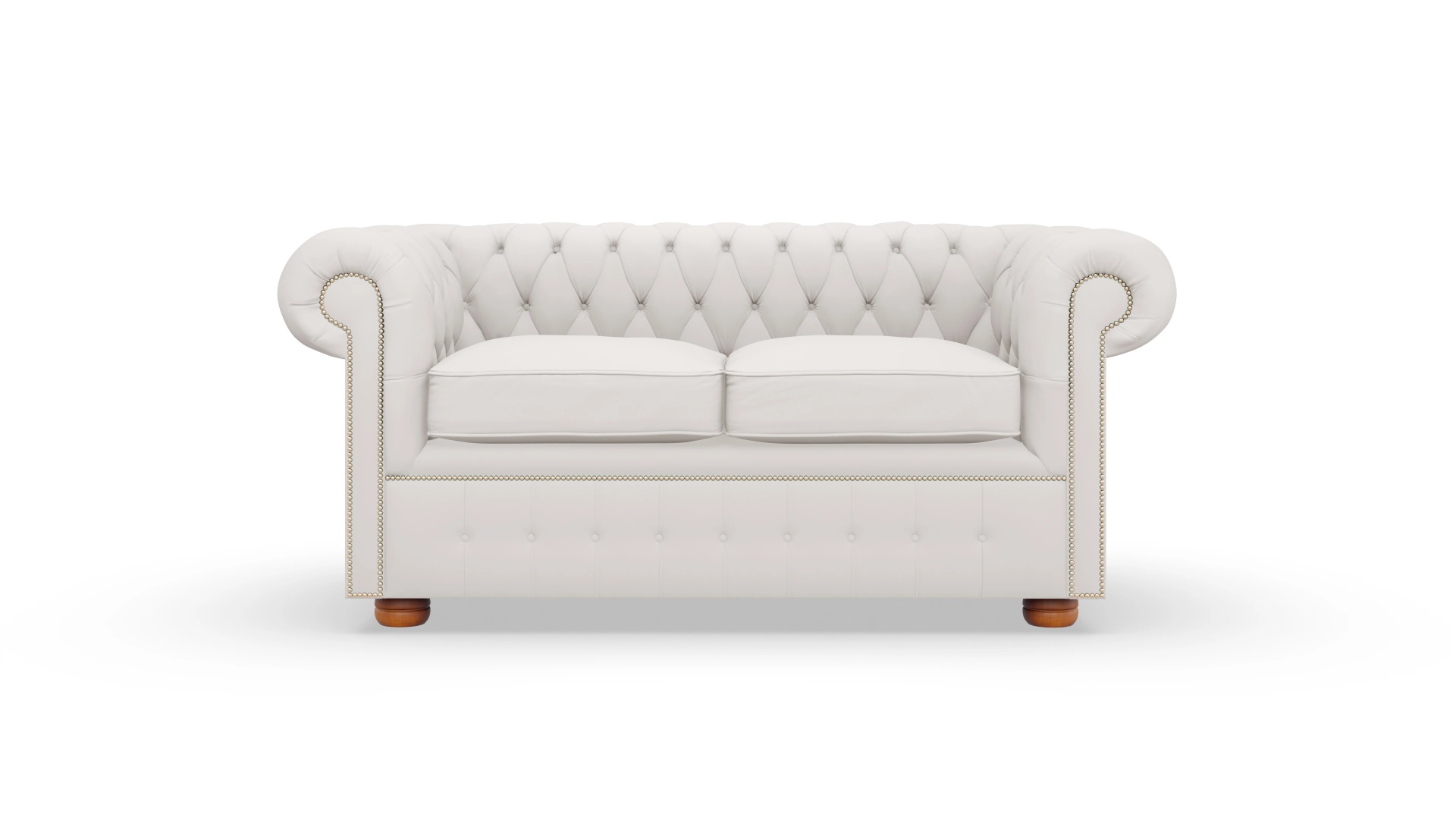 Schlafsofa Devon im Chesterfield-Stil Ansicht des Produktes Devon 2-Sitzer in Leder weiß