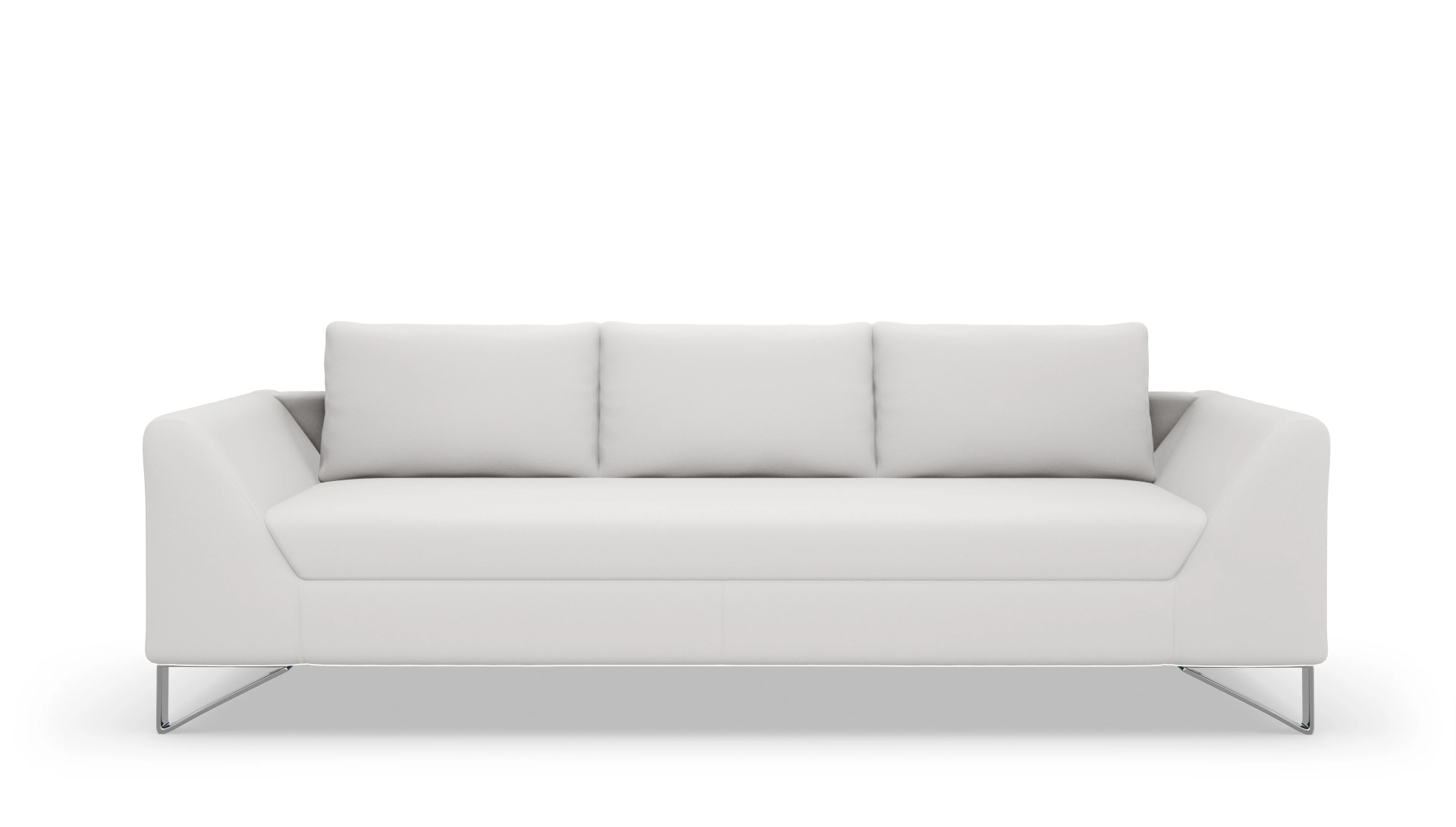 Designer-Sofa Vertice in Leder Ansicht des Produktes Vertice 3-Sitzer in Leder weiß