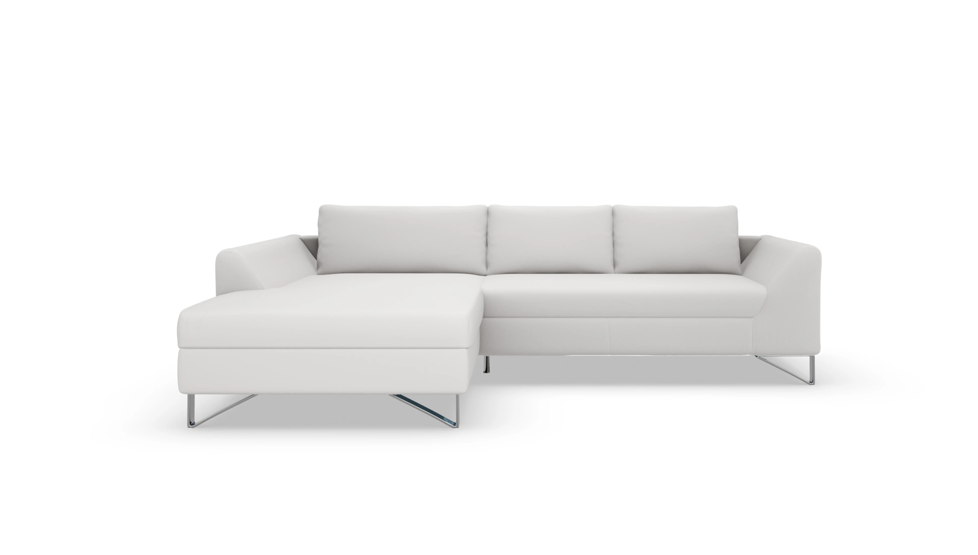Designer-Sofa Vertice in Leder Ansicht des Produktes Vertice Sofa mit Rec links in Leder weiß
