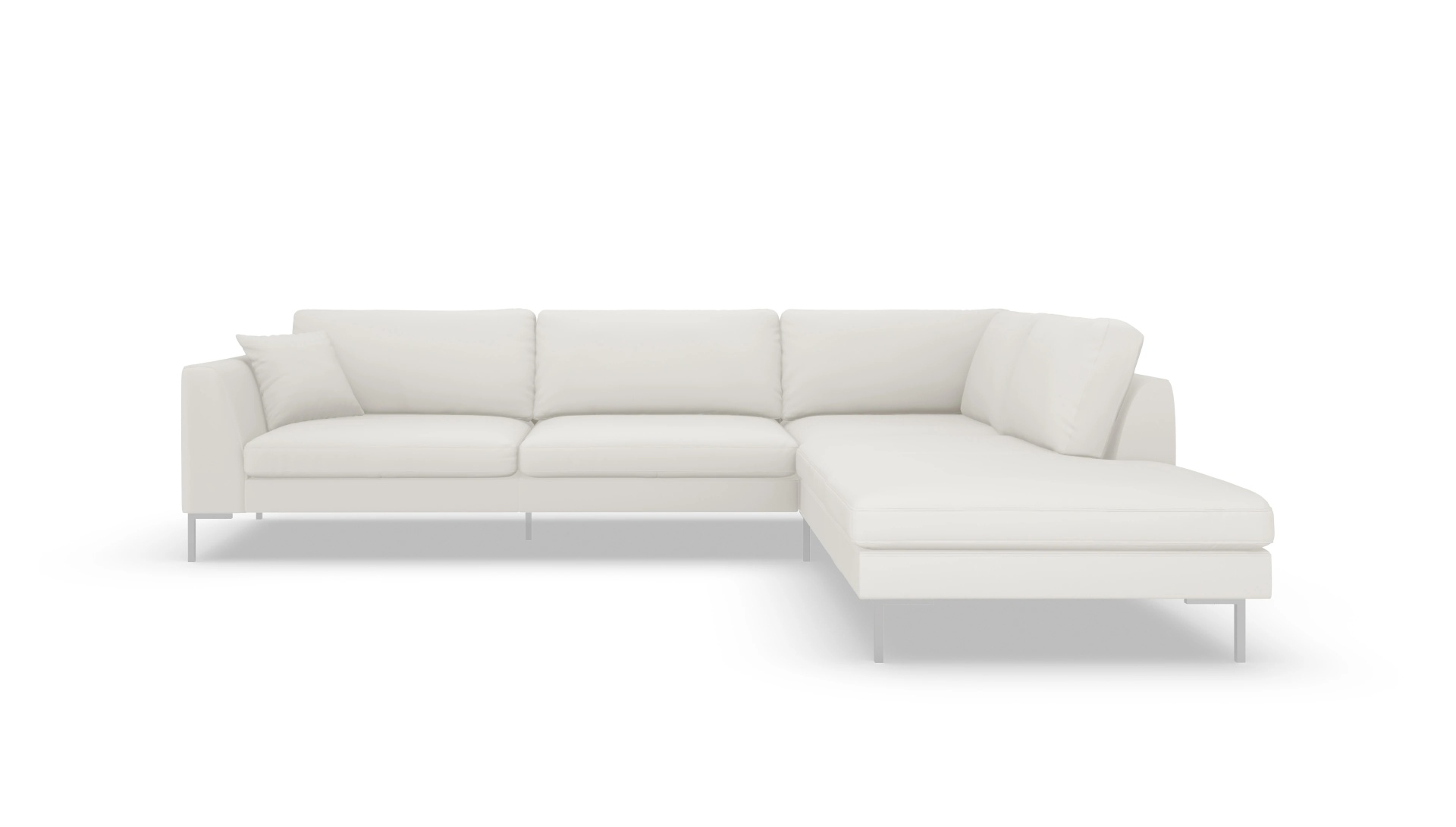 Ansicht des Produktes Larsen Sofa mit Ottomane rechts in Leder weiß