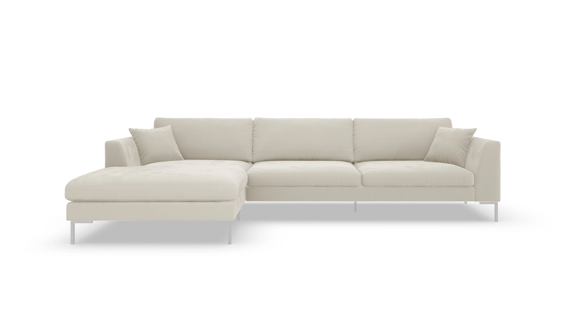 Ansicht des Produktes Larsen Sofa mit Rec links in Cord weiß