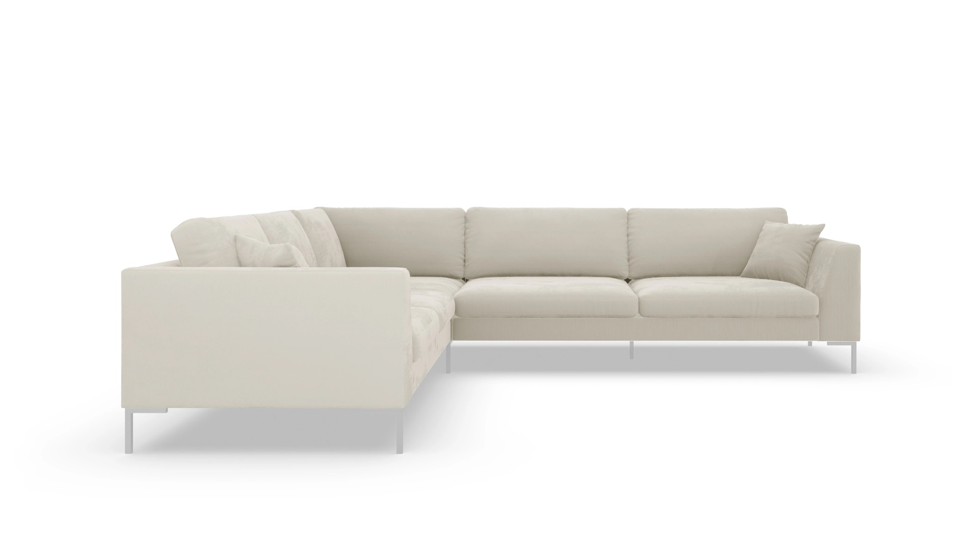 Designer-Sofa Larsen in Stoff Ansicht des Produktes Larsen Ecksofa Links in Cord weiß