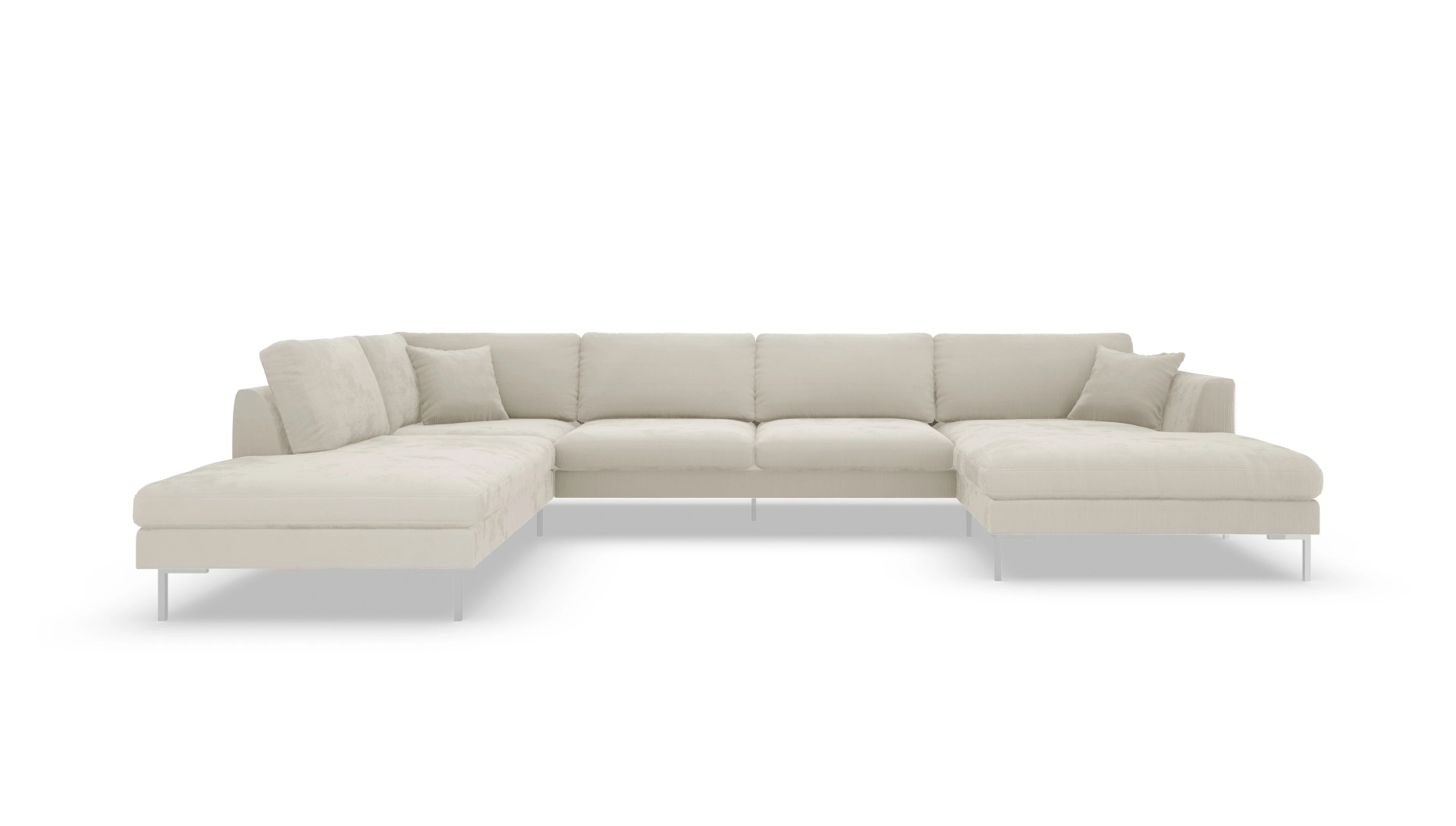 Designer-Sofa Larsen in Stoff Ansicht des Produktes Larsen Ecksofa Links in Cord weiß