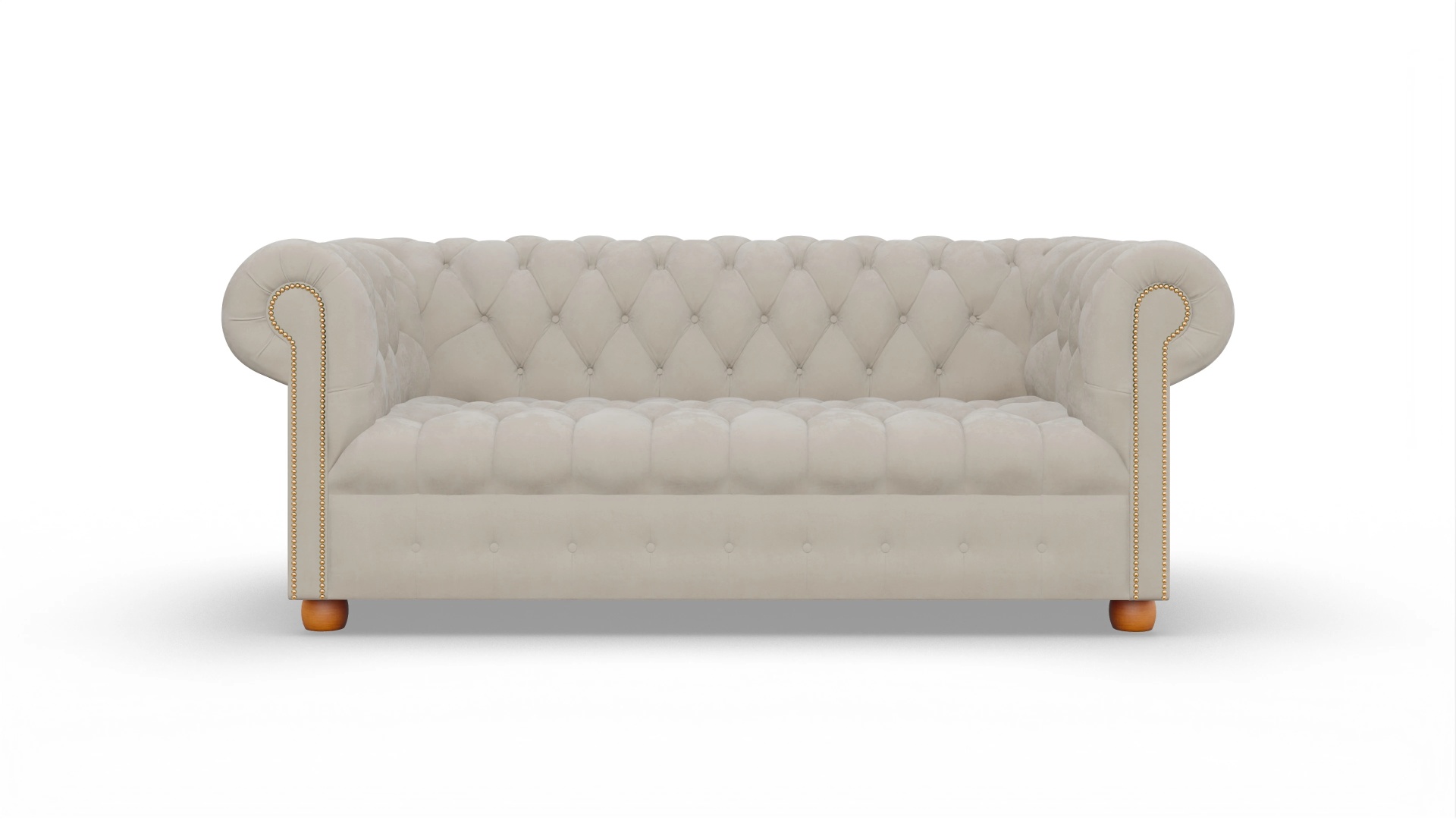 Chesterfield Samtsofa Bingley Ansicht des Produktes Bingley 3-Sitzer in Samt beige