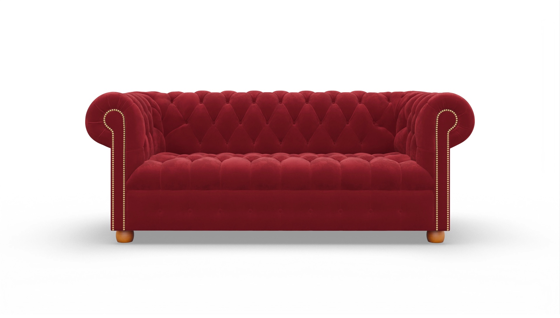 Chesterfield Samtsofa Bingley Ansicht des Produktes Bingley 3-Sitzer in Samt rot