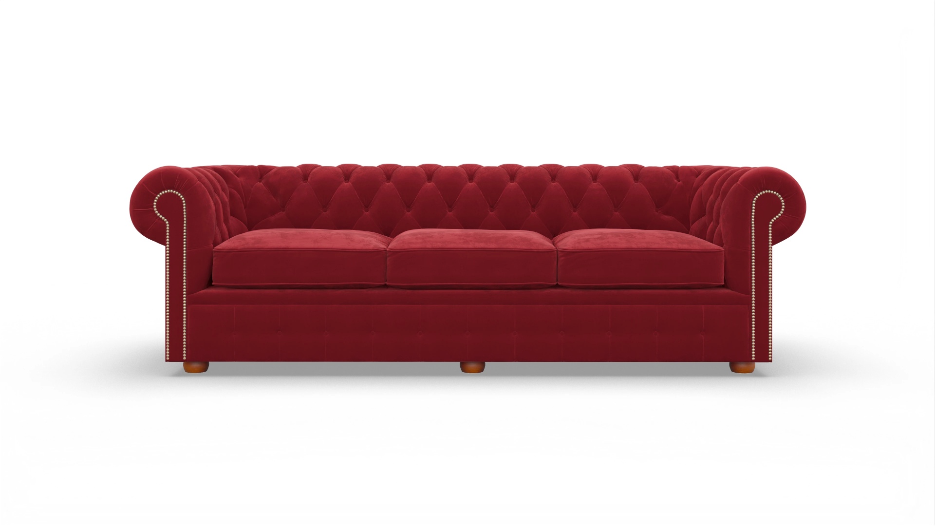 Chesterfield Samtsofa Brighton Ansicht des Produktes Brighton 4-Sitzer in Samt rot