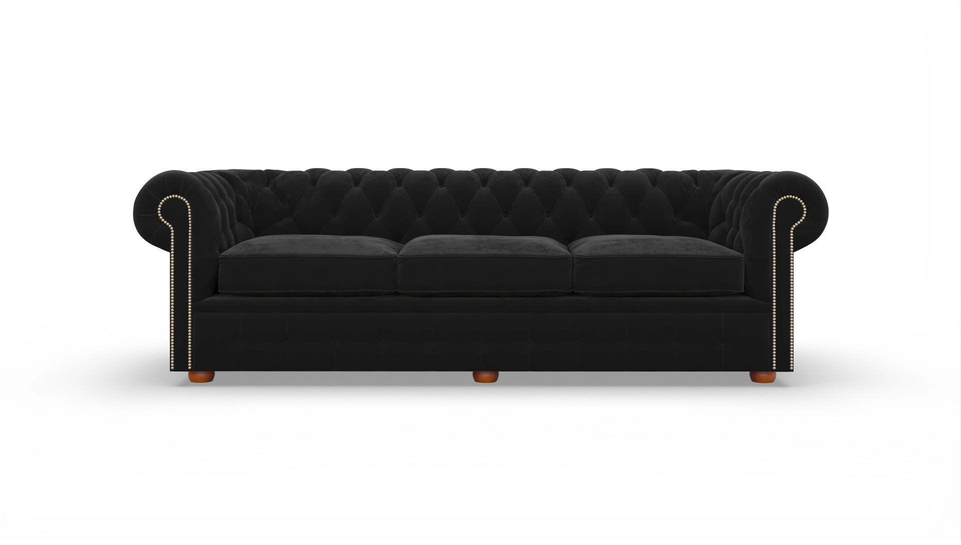 Chesterfield Samtsofa Brighton Ansicht des Produktes Brighton 4-Sitzer in Samt schwarz
