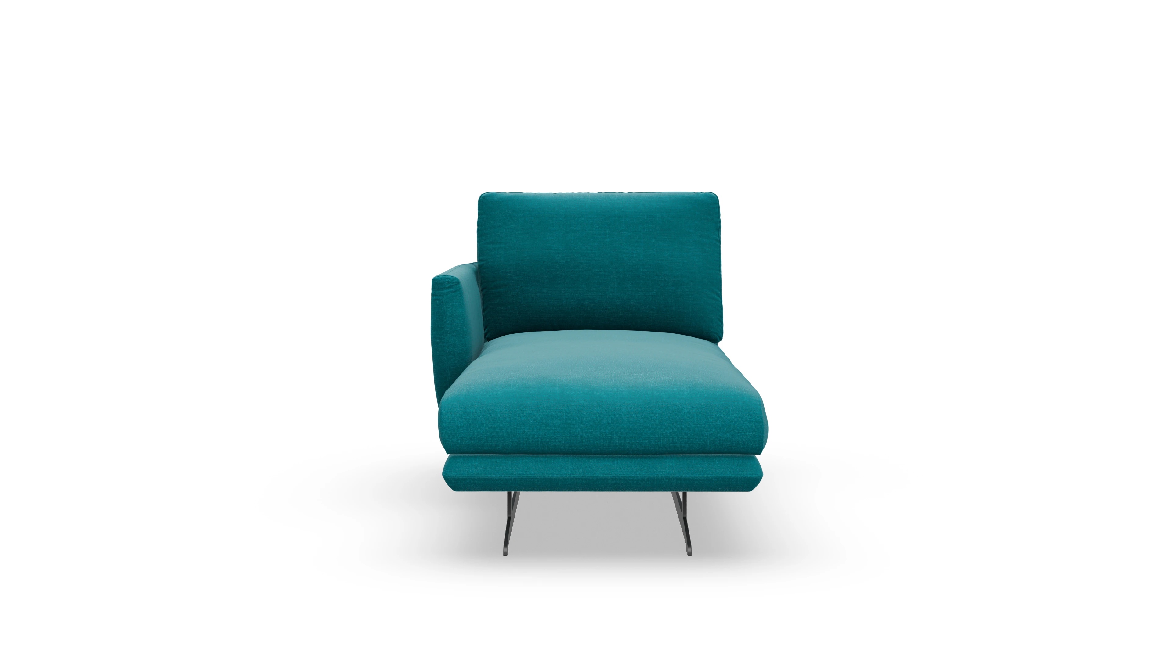 Boteri Stoff-Récamiere Ansicht des Produktes Boteri freistehende Récamiere links in Stoff blau