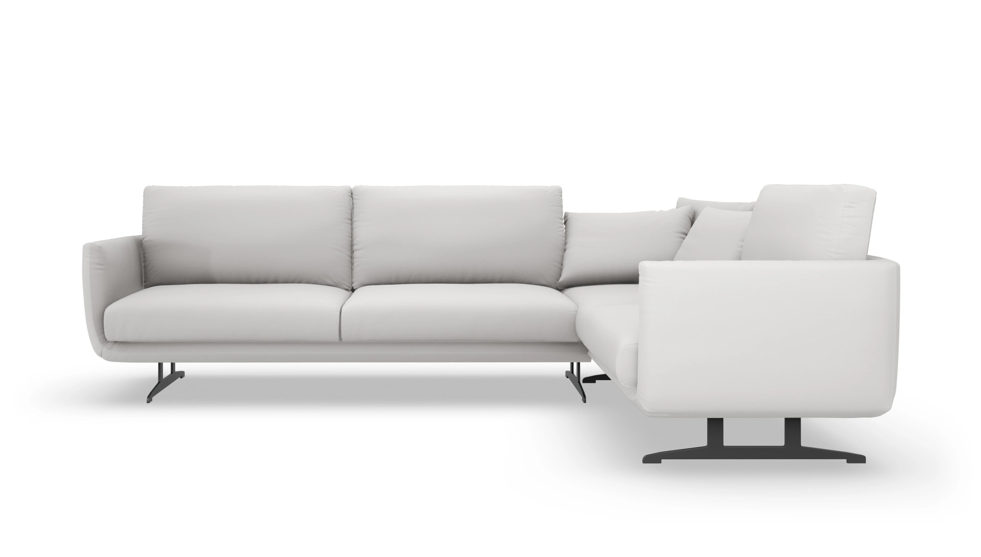 Designer-Ledersofa Boteri Ansicht des Produktes Boteri Ecksofa Rechts in Leder weiß