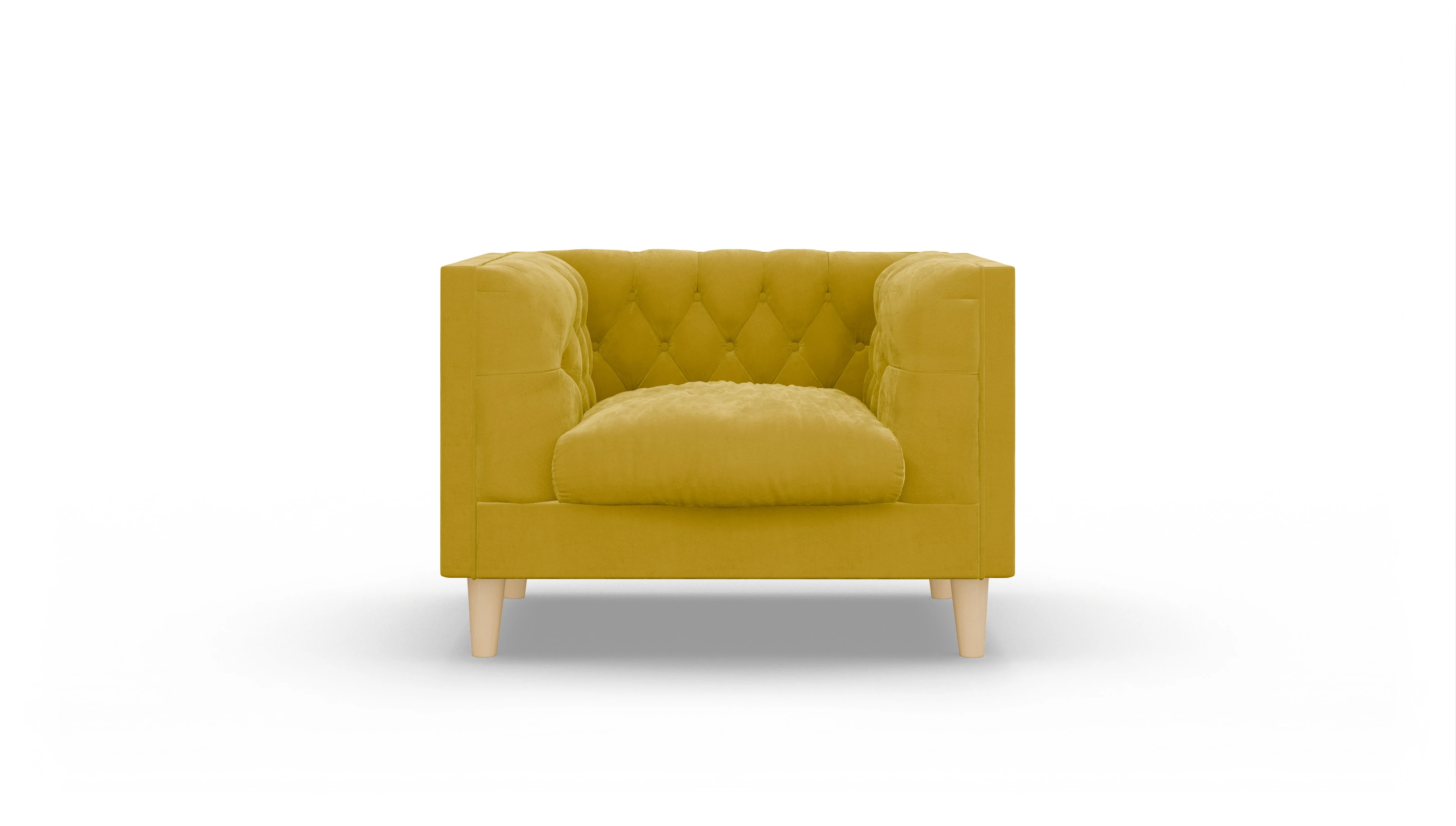 Stoff-Sessel NewChester.01 Ansicht des Produktes NewChester.01 Sessel in Samt gelb