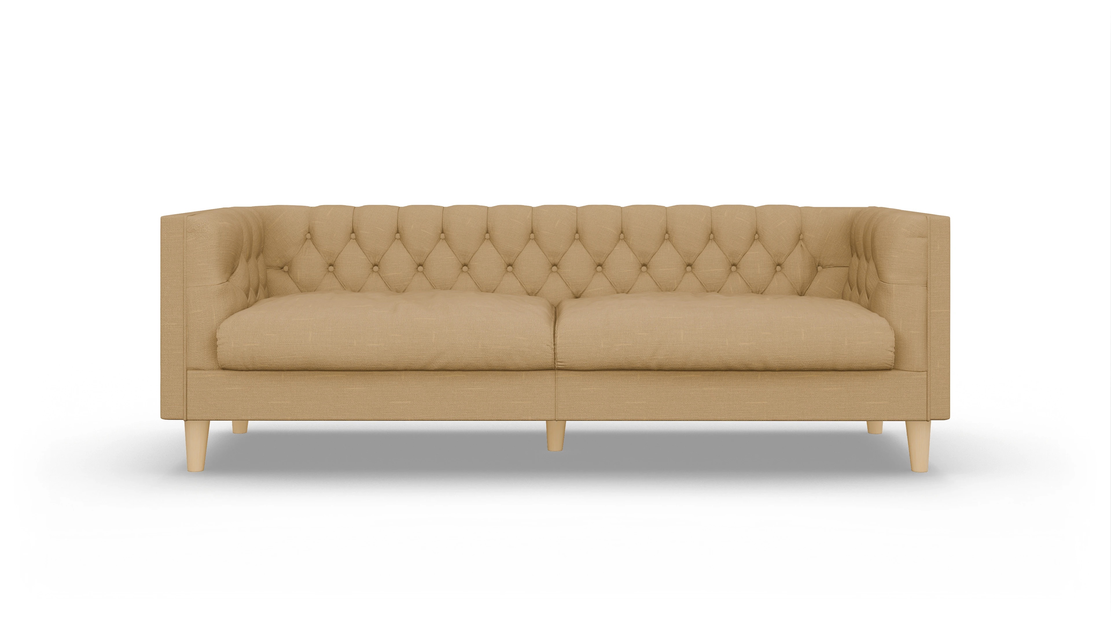 Stoff-Chesterfield NewChester.01 Ansicht des Produktes NewChester.01 3-Sitzer in Stoff gelb