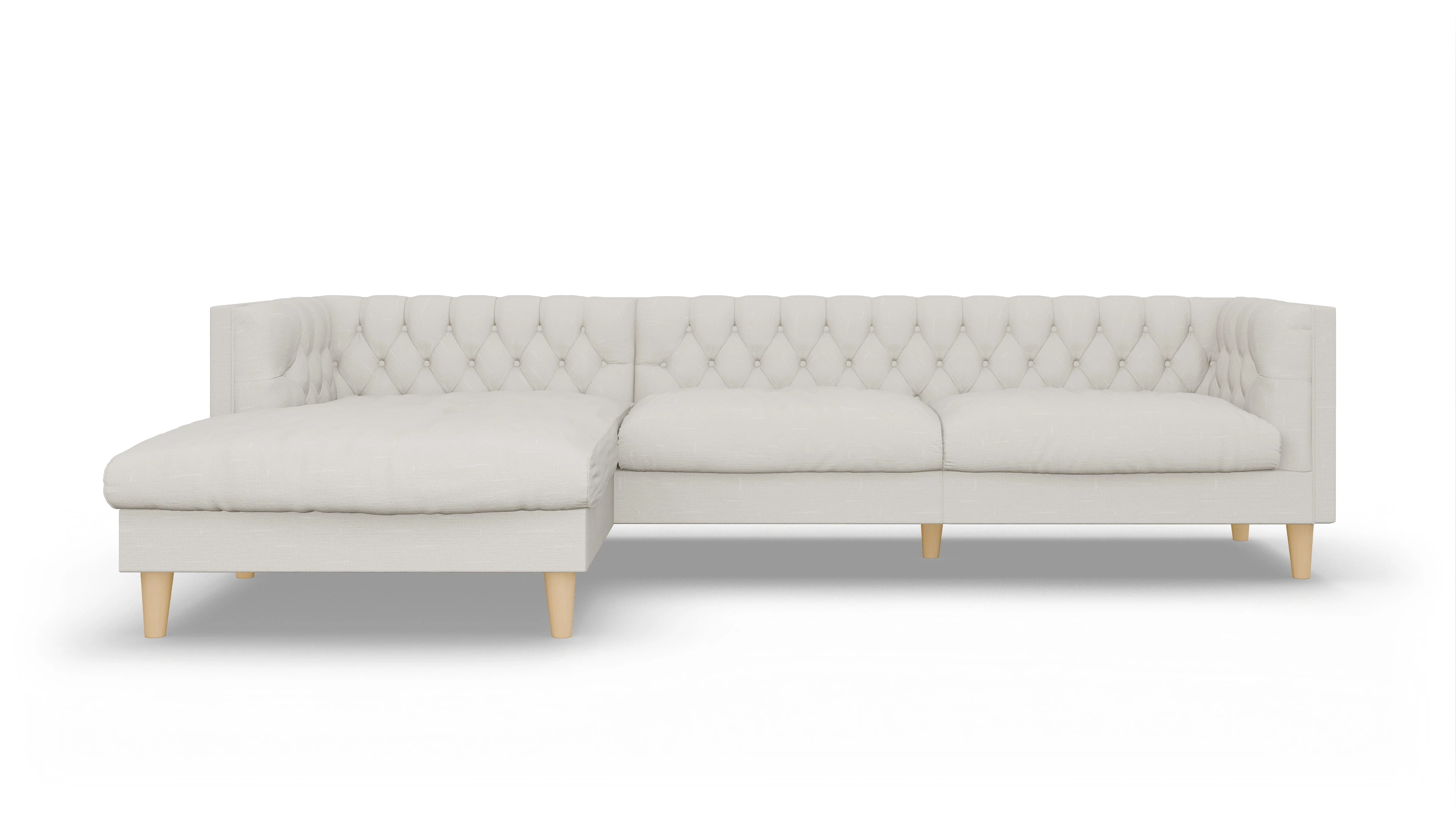Stoff-Chesterfield NewChester.01 Ansicht des Produktes NewChester.01 Sofa mit Rec links in Stoff weiß
