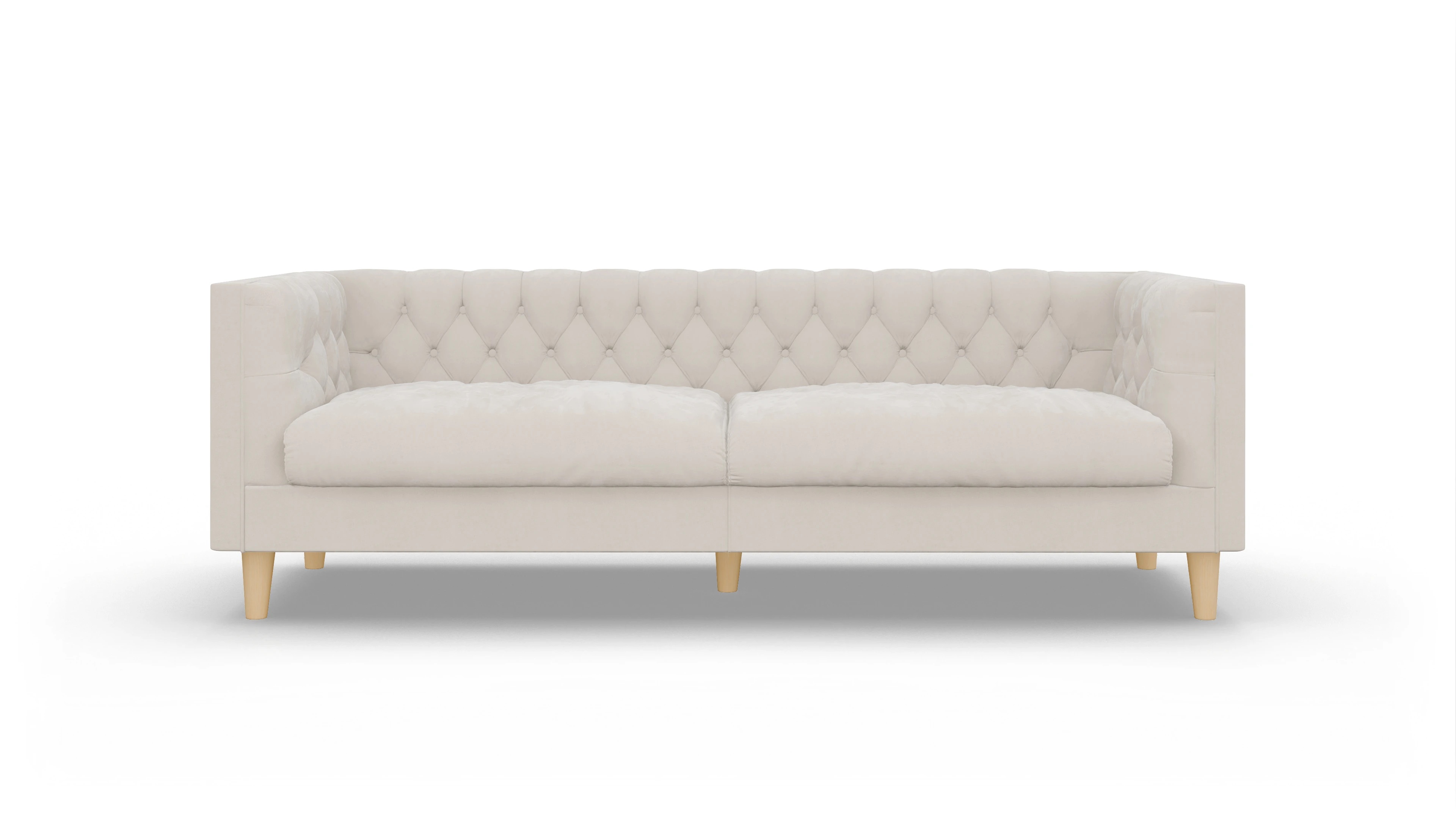 Stoff-Chesterfield NewChester.01 Ansicht des Produktes NewChester.01 3-Sitzer in Samt weiß