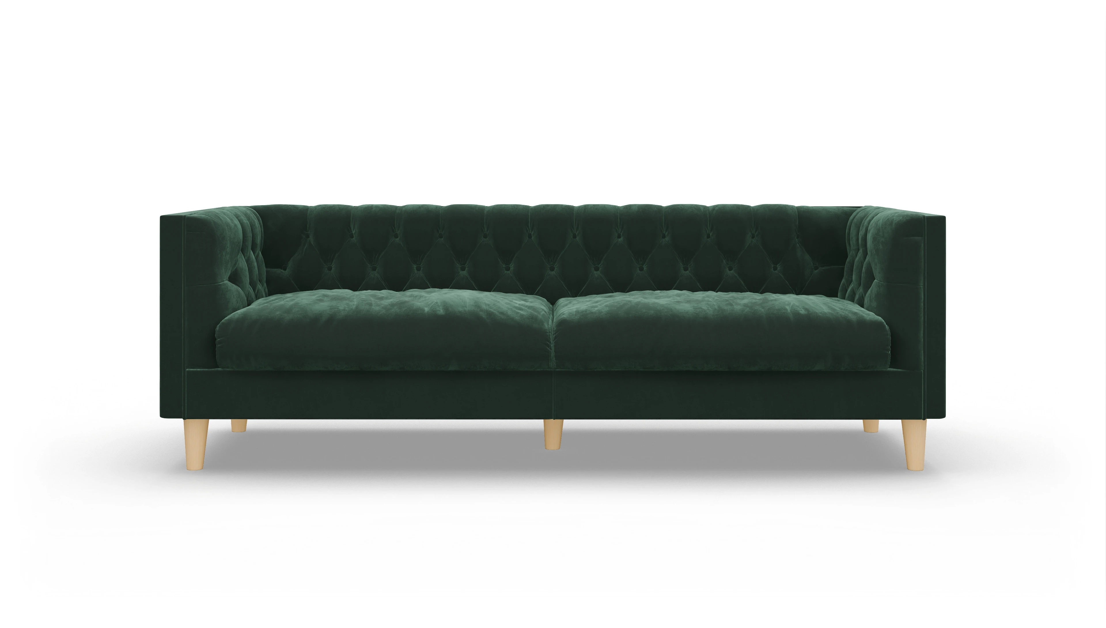 Stoff-Chesterfield NewChester.01 Ansicht des Produktes NewChester.01 3-Sitzer in Samt grün