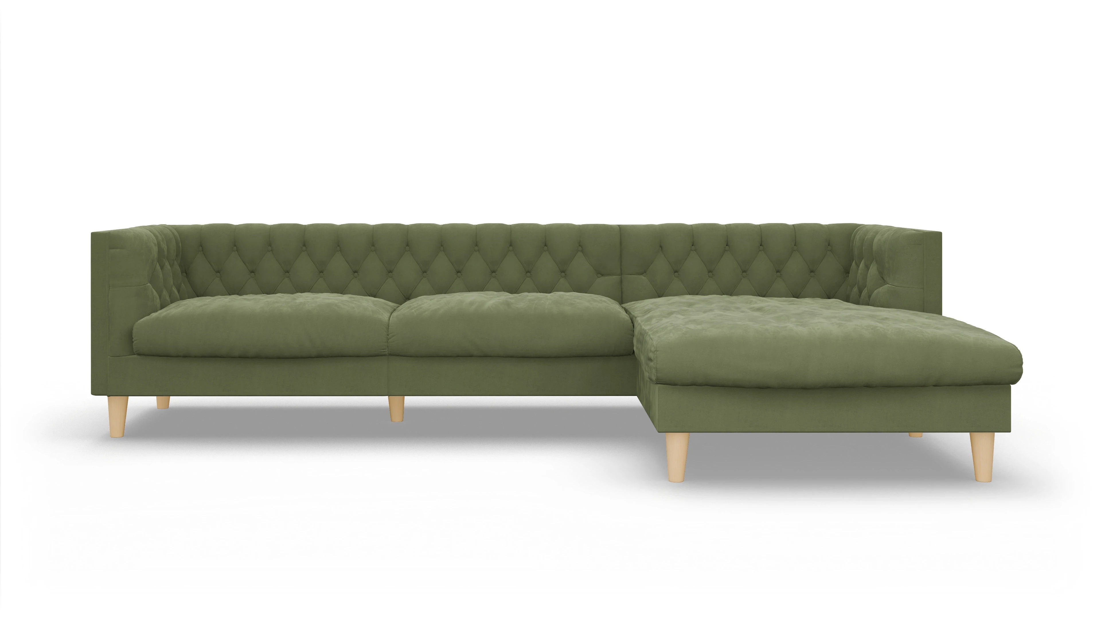 Ansicht des Produktes NewChester.01 Sofa mit Rec rechts in Samt grün