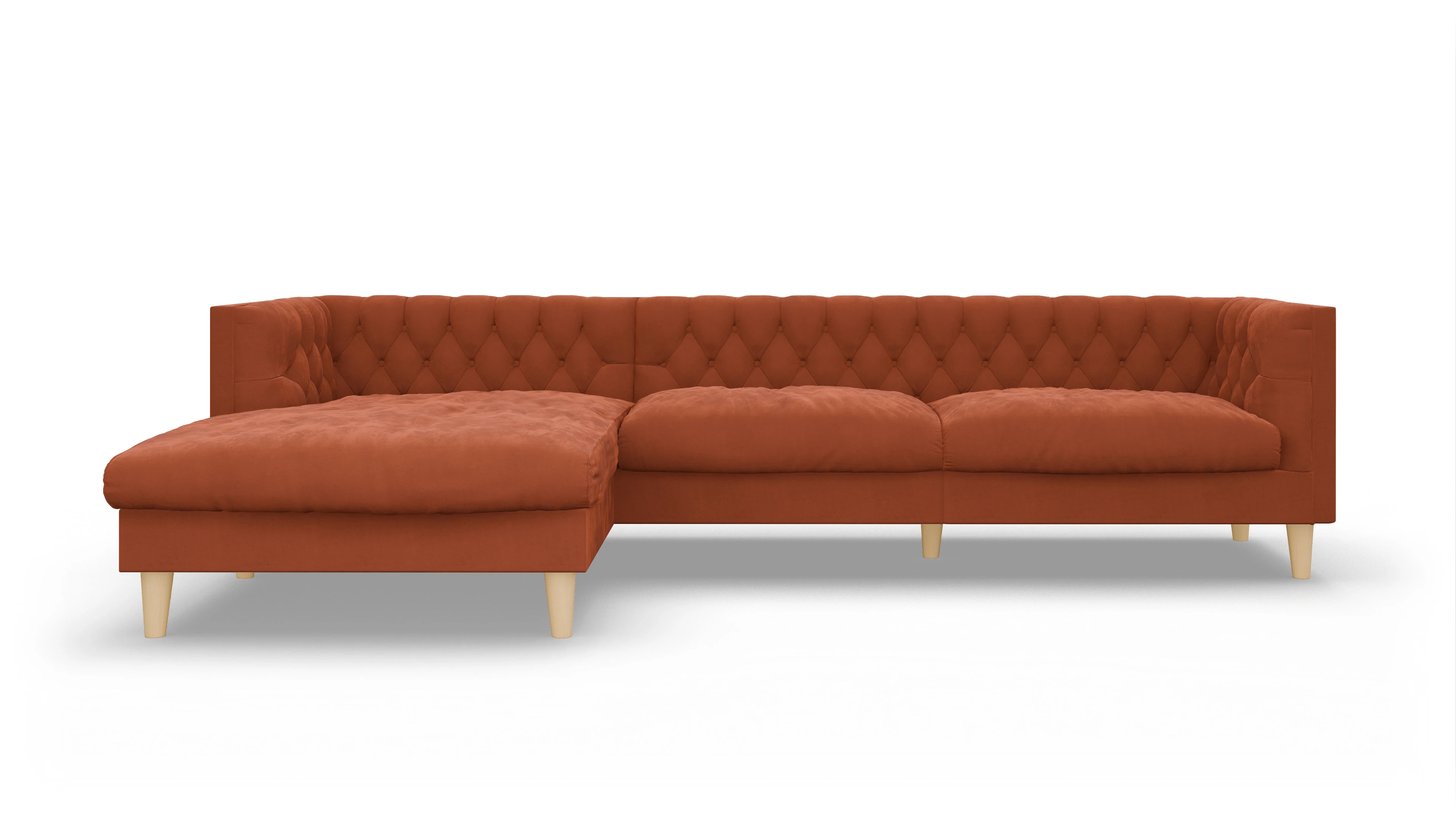 Ansicht des Produktes NewChester.01 Sofa mit Rec links in Samt orange