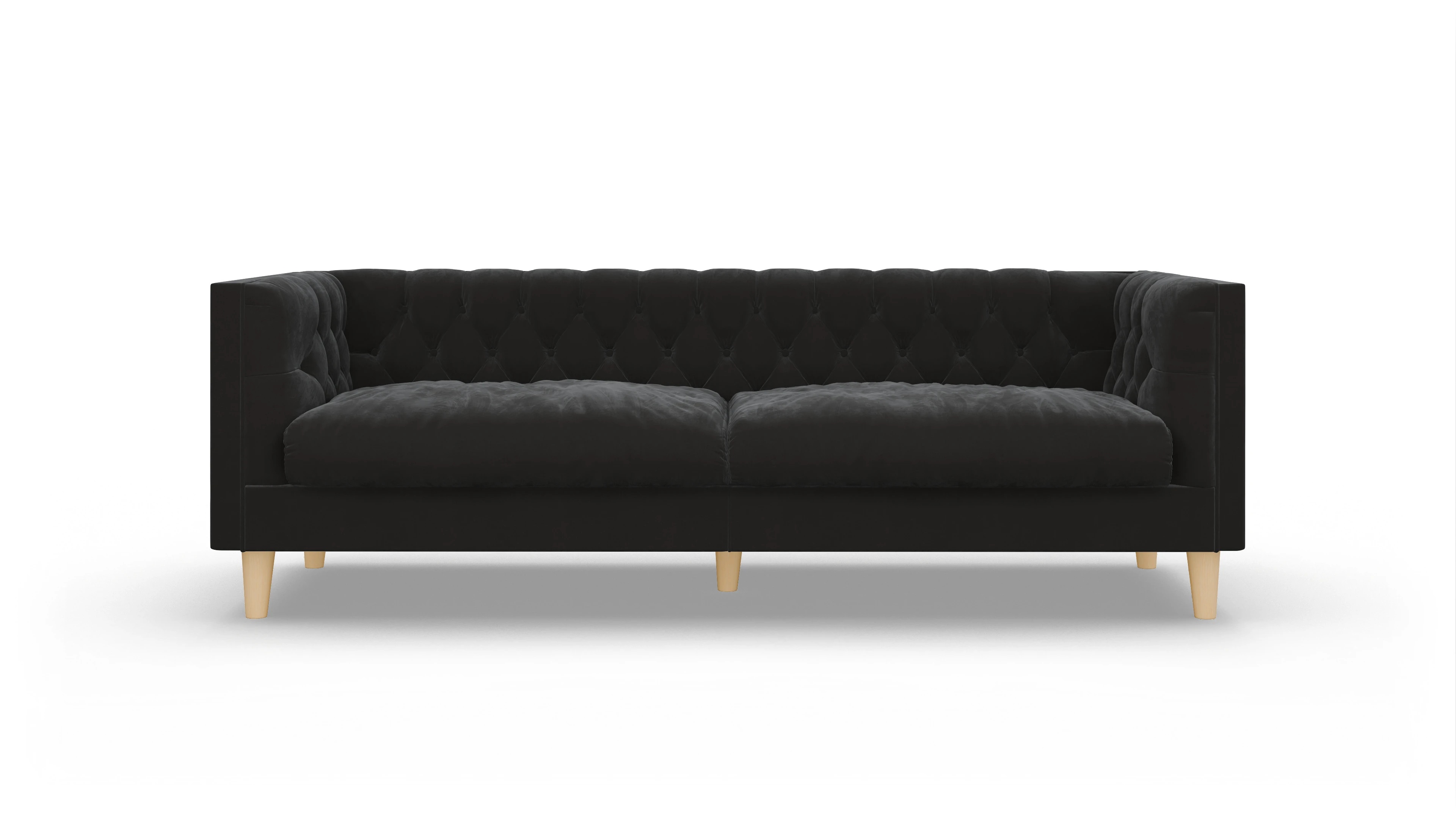 Stoff-Chesterfield NewChester.01 Ansicht des Produktes NewChester.01 3-Sitzer in Samt grau