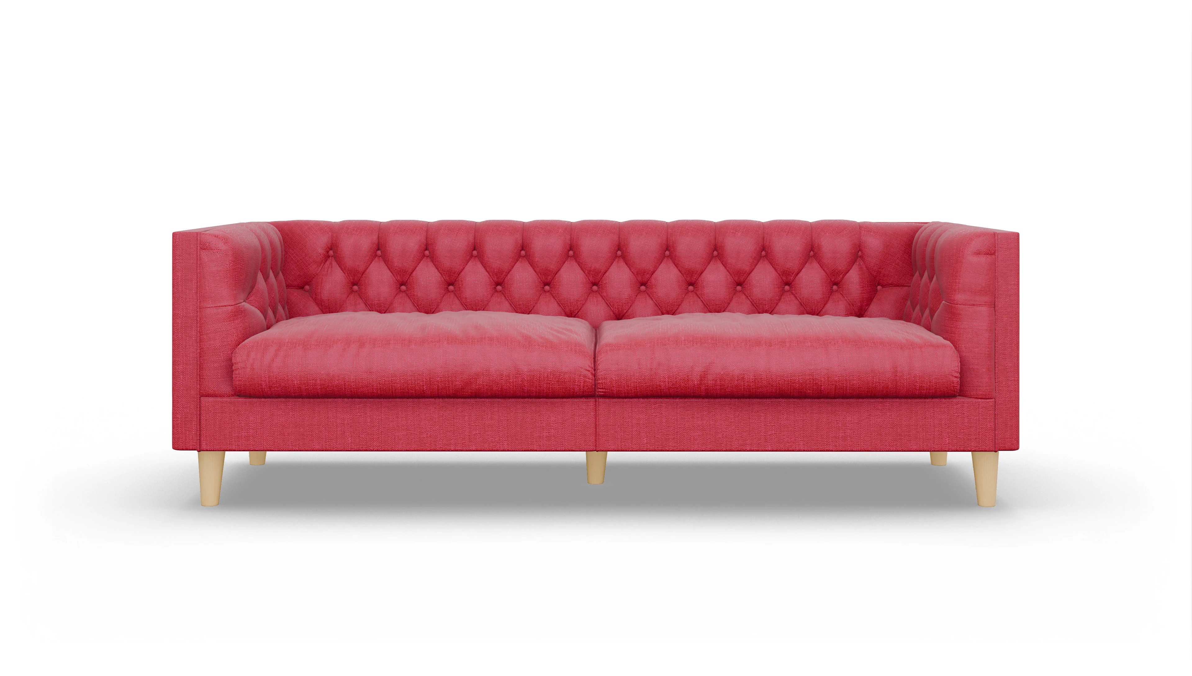 Stoff-Chesterfield NewChester.01 Ansicht des Produktes NewChester.01 3-Sitzer in Stoff rot