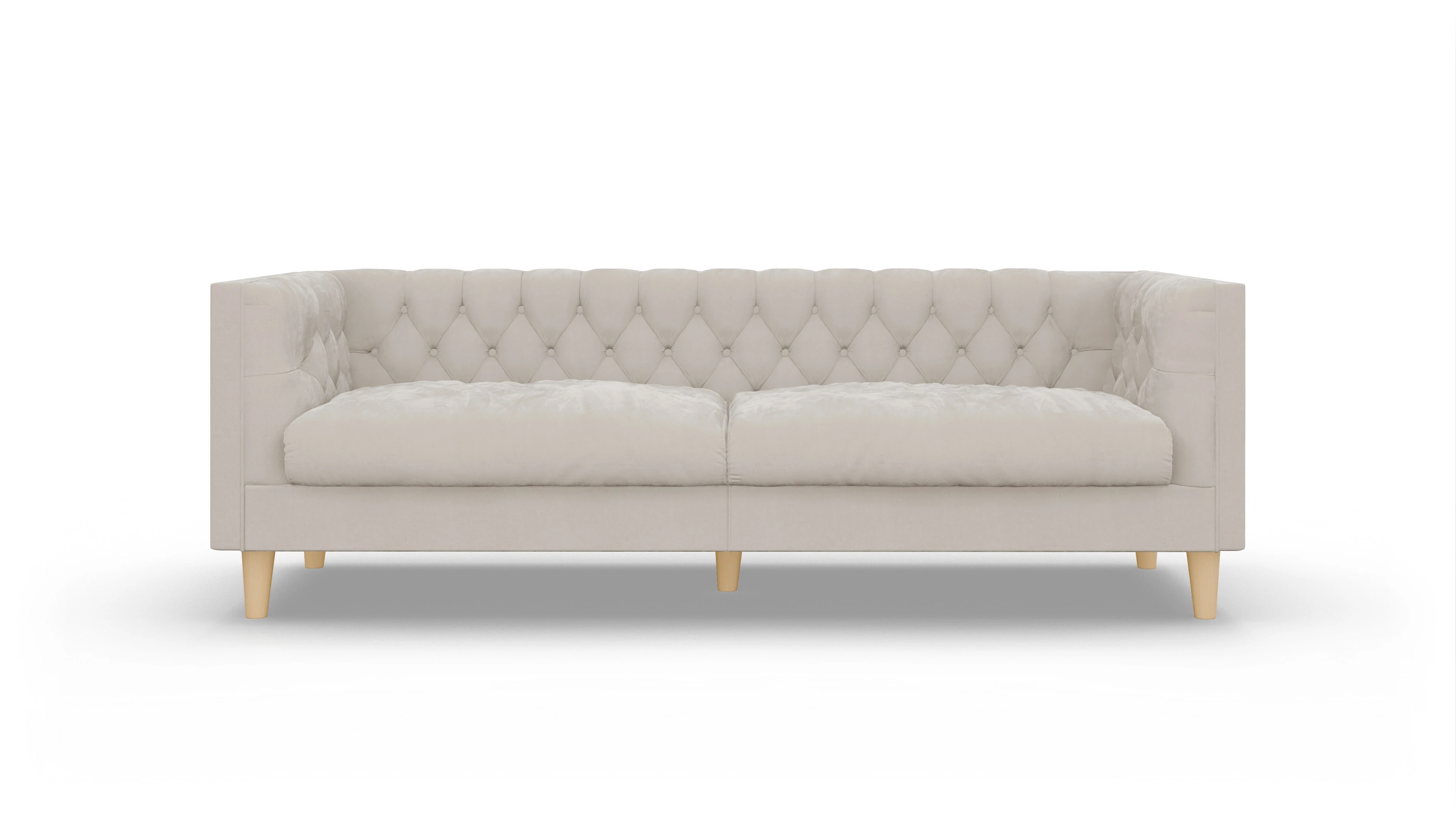 Stoff-Chesterfield NewChester.01 Ansicht des Produktes NewChester.01 3-Sitzer in Samt weiß