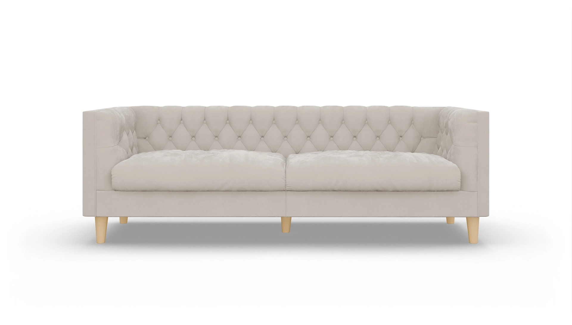 Stoff-Chesterfield NewChester.01 Ansicht des Produktes NewChester.01 3-Sitzer in Samt weiß