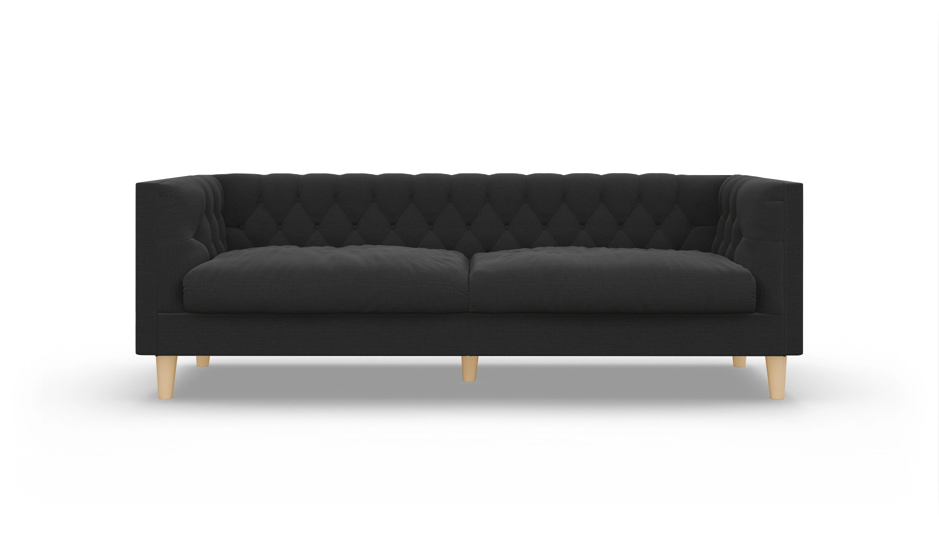 Stoff-Chesterfield NewChester.01 Ansicht des Produktes NewChester.01 3-Sitzer in Stoff schwarz