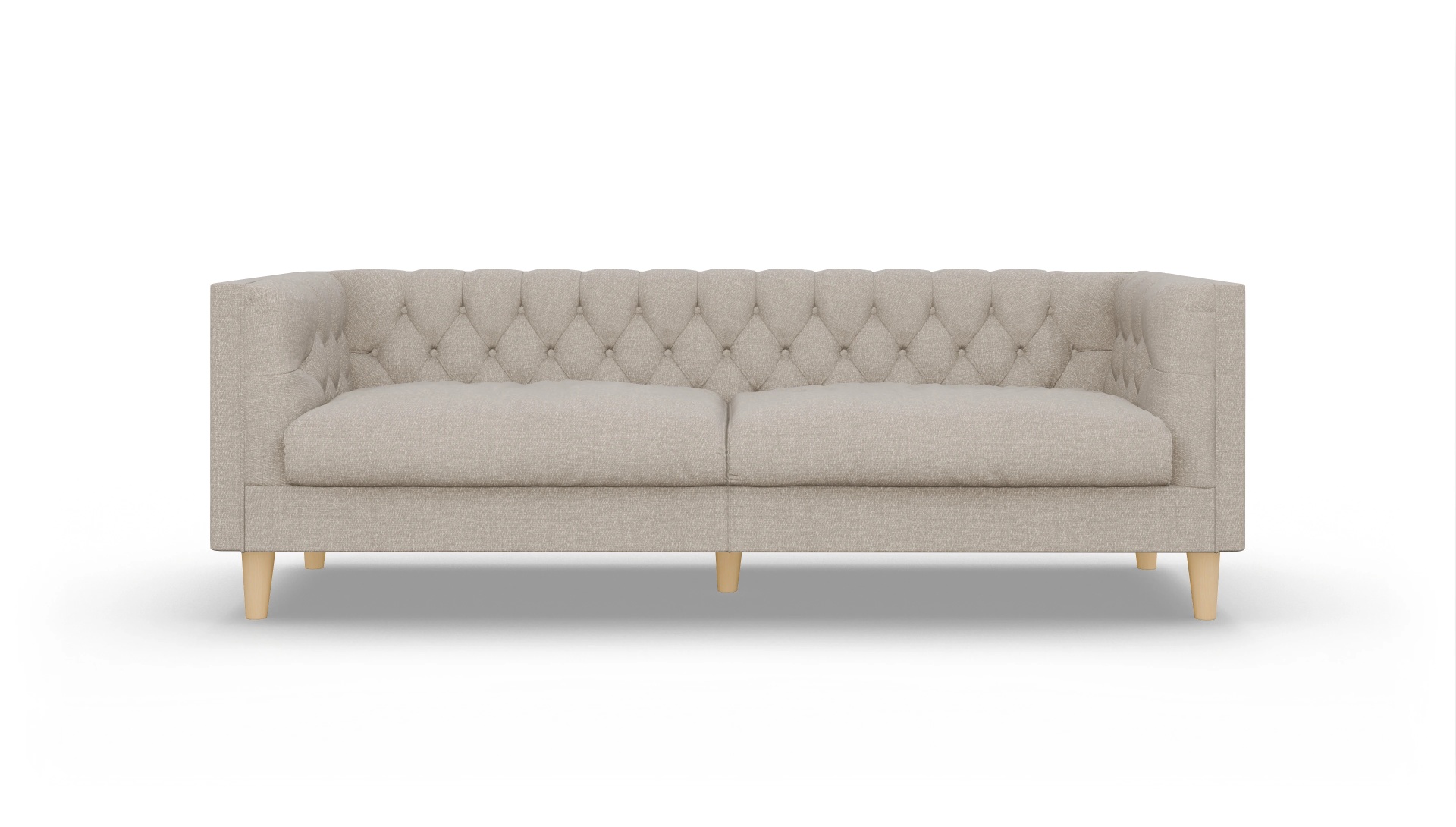 Stoff-Chesterfield NewChester.01 Ansicht des Produktes NewChester.01 3-Sitzer in Stoff beige
